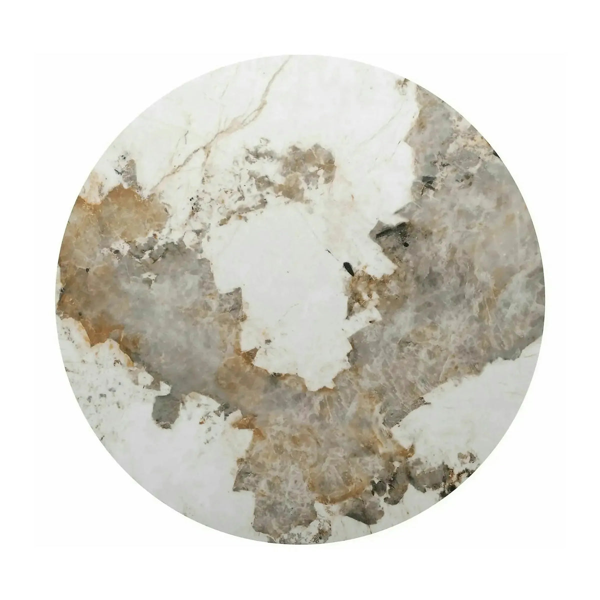 Masă RONDO, alb lucios/stejar, ceramică/furnir/MDF, Ø120x76 cm