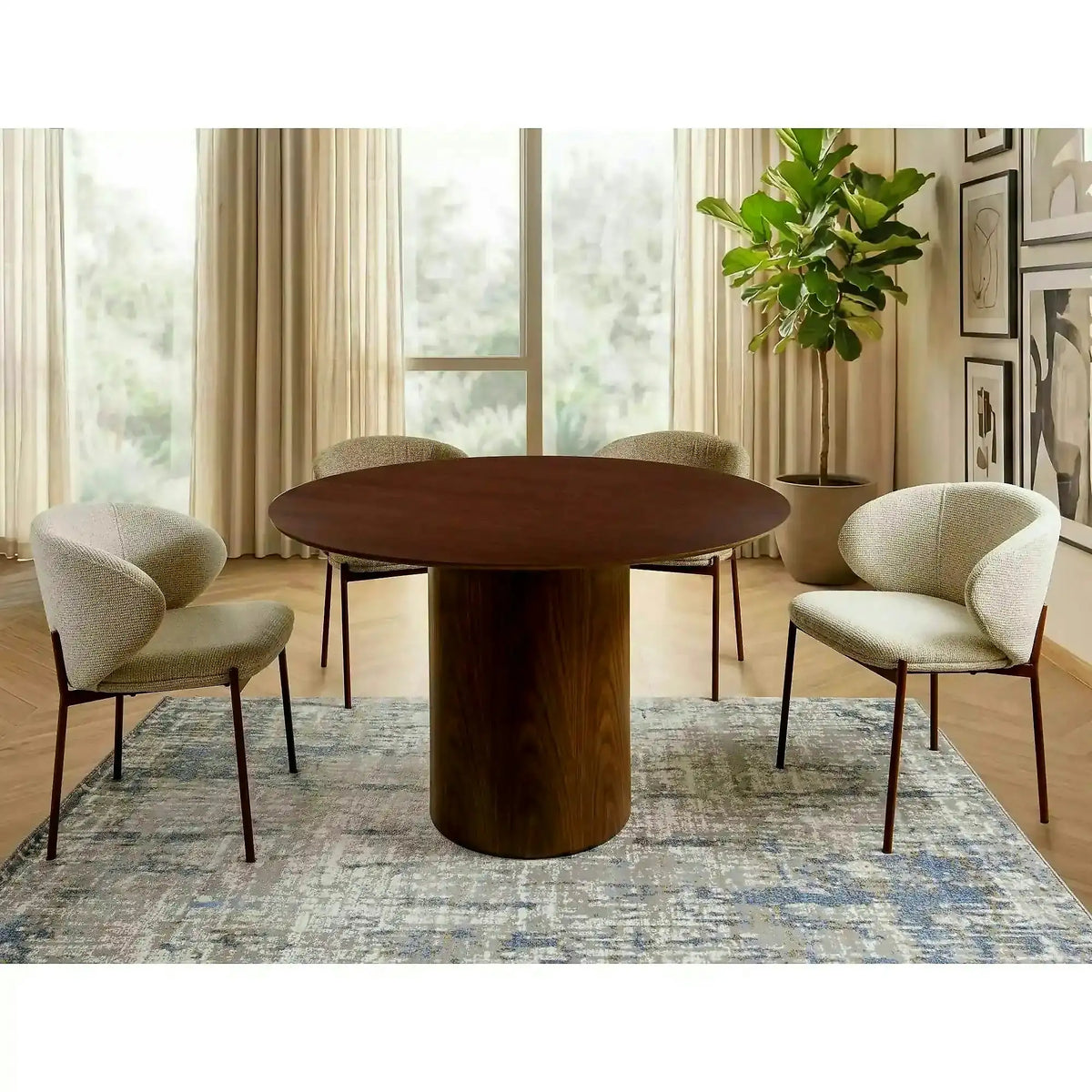 Masă RONDO, nuc, furnir/MDF, Ø120x76 cm