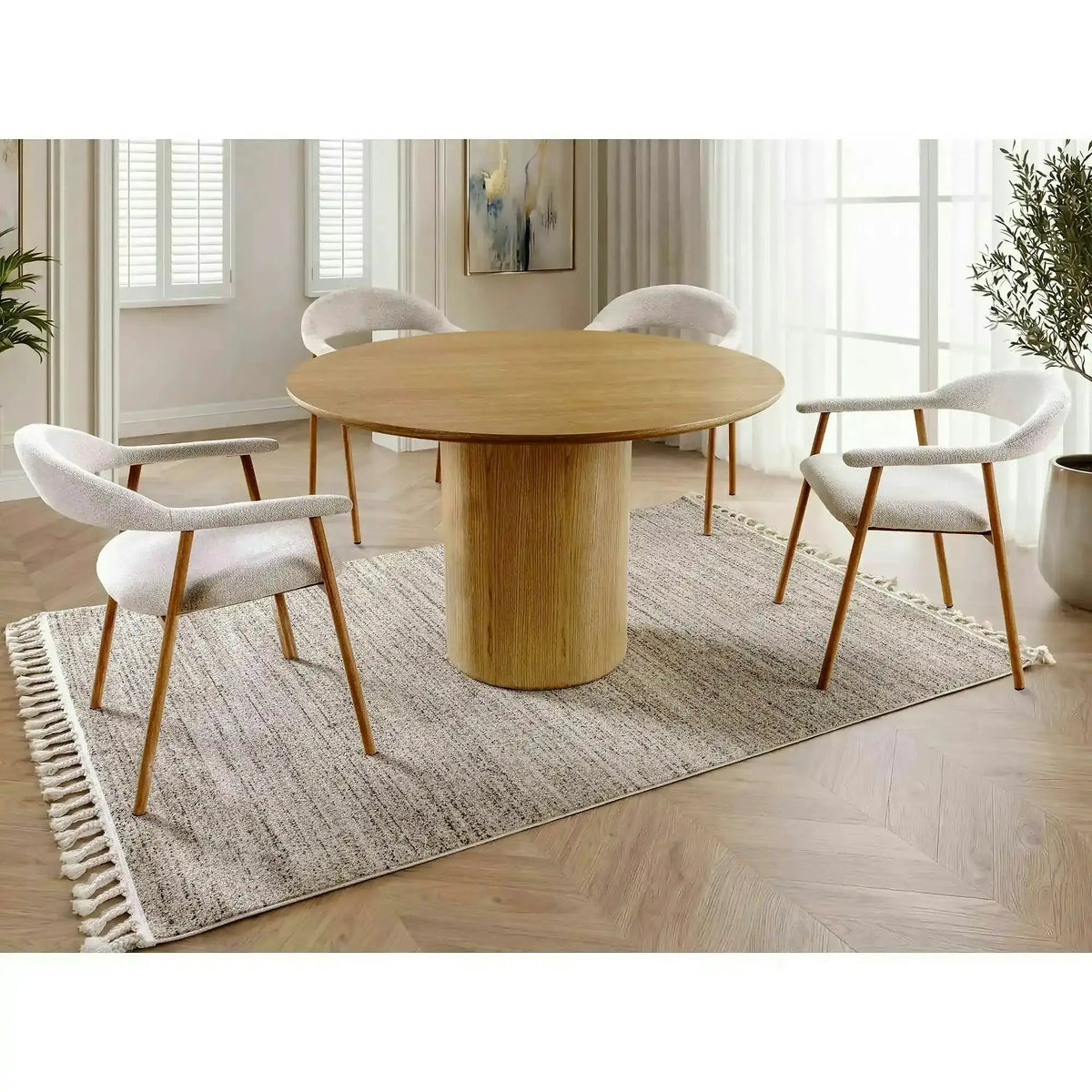 Masă RONDO, stejar, furnir/MDF, Ø120x76 cm