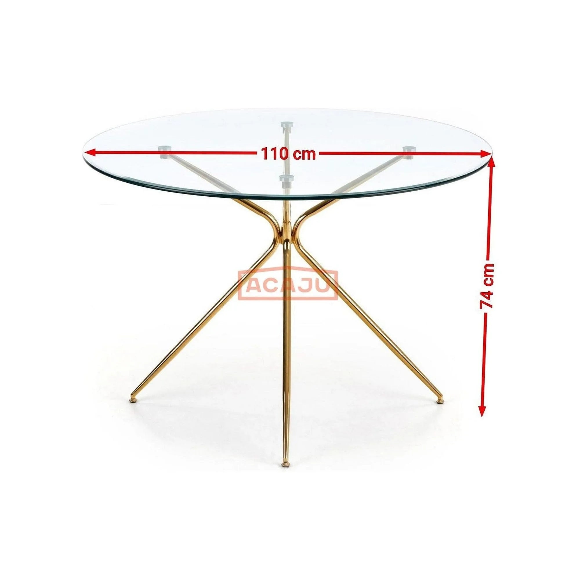 Masa RONDO, sticla/otel, 110x110x74 cm