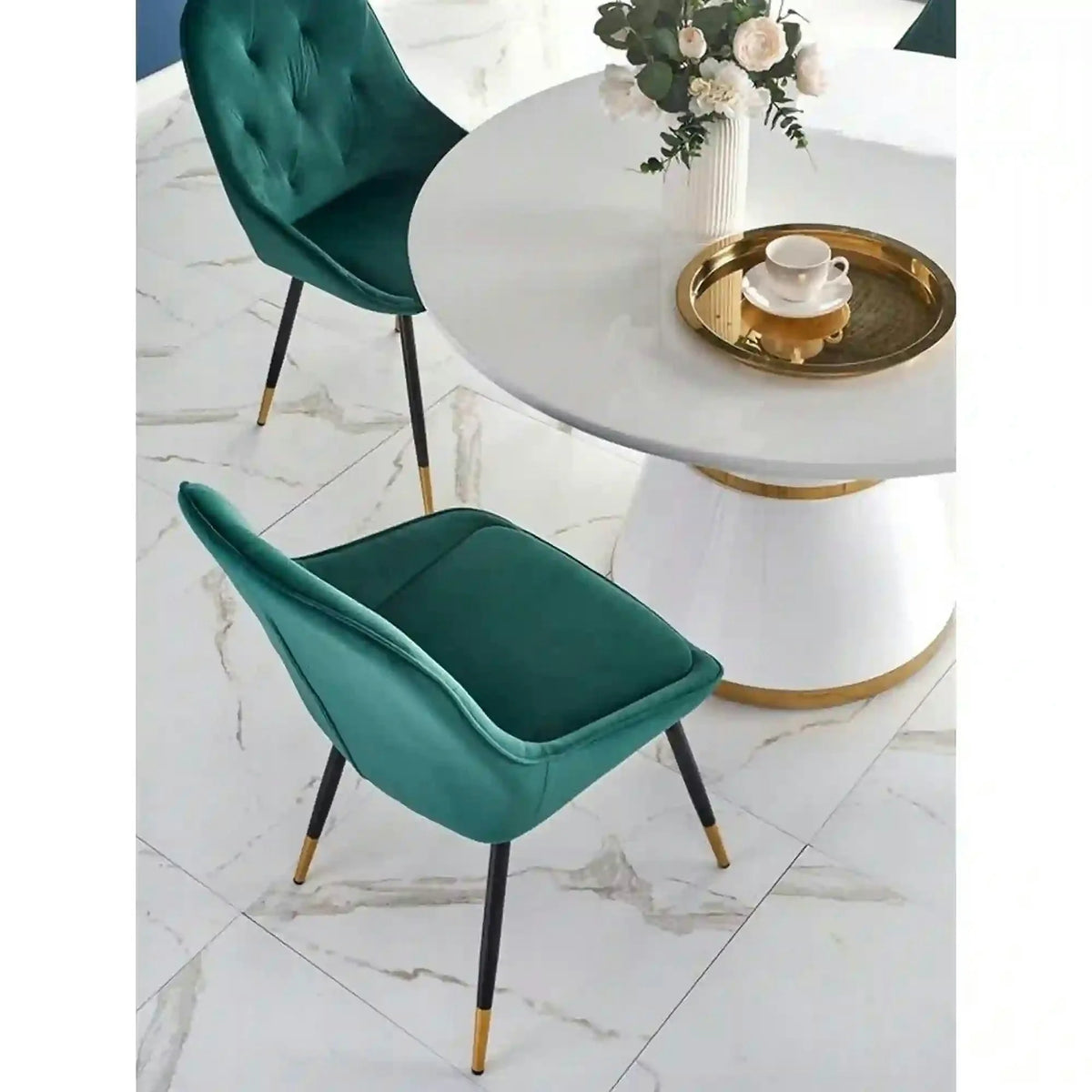 Masa rotunda 120 VEGAS, alb/auriu, MDF/metal