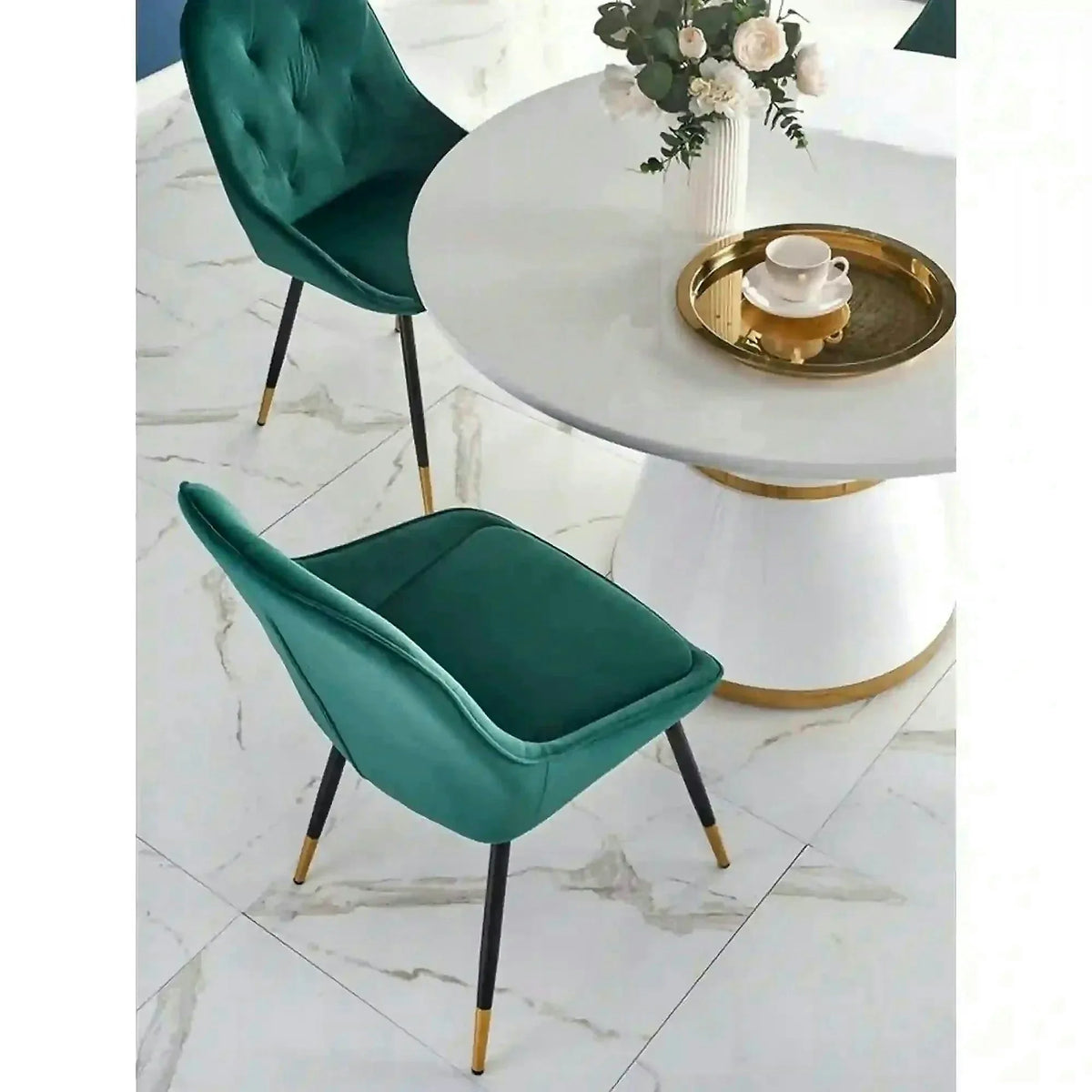Masa rotunda 120 VEGAS, alb/auriu, MDF/metal