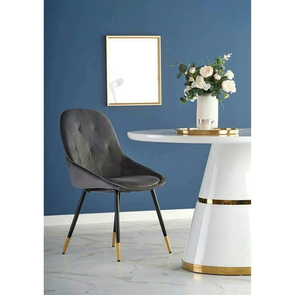 Masa rotunda 120 VEGAS, alb/auriu, MDF/metal