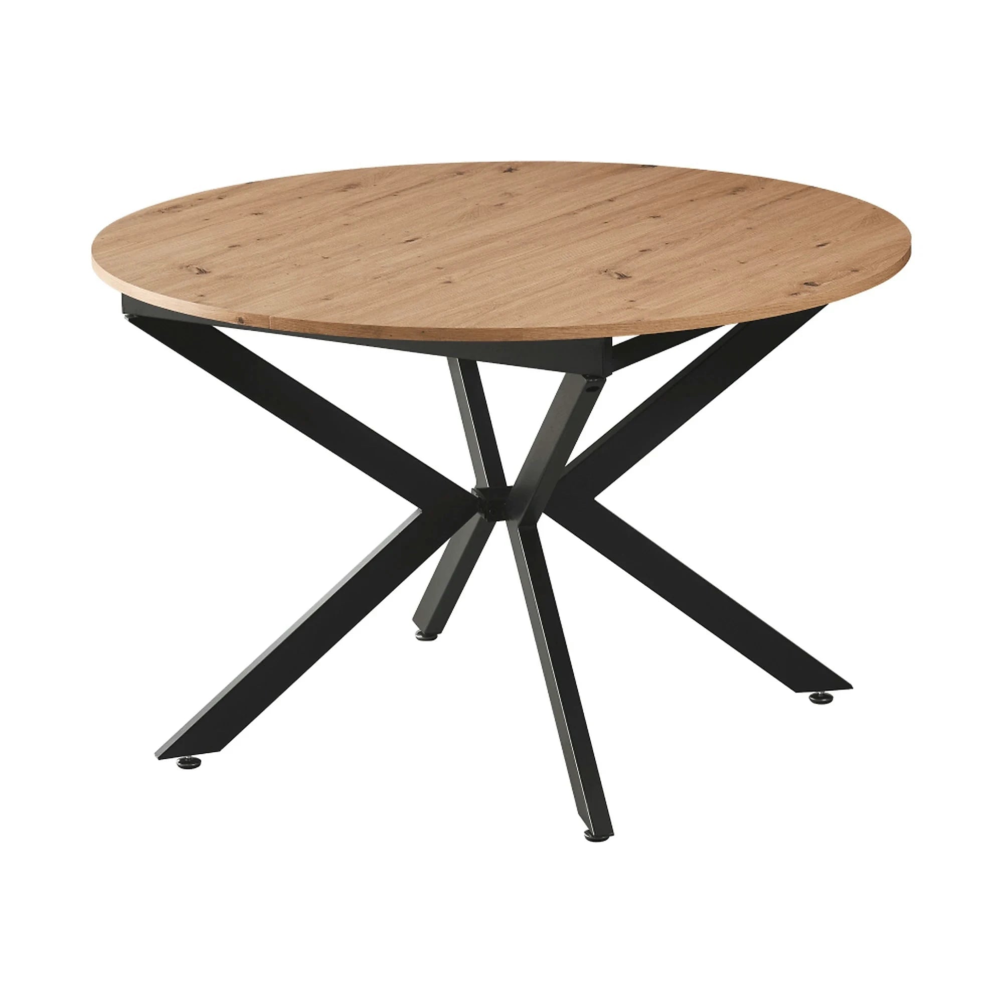Masa rotunda bucatarie extensibila ABERO TIP 2, stejar artisan/negru, 120/160x120x75 cm