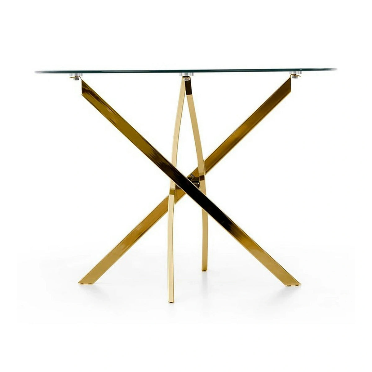 Masa rotunda de sticla RAYMOND, auriu, 100x73 cm