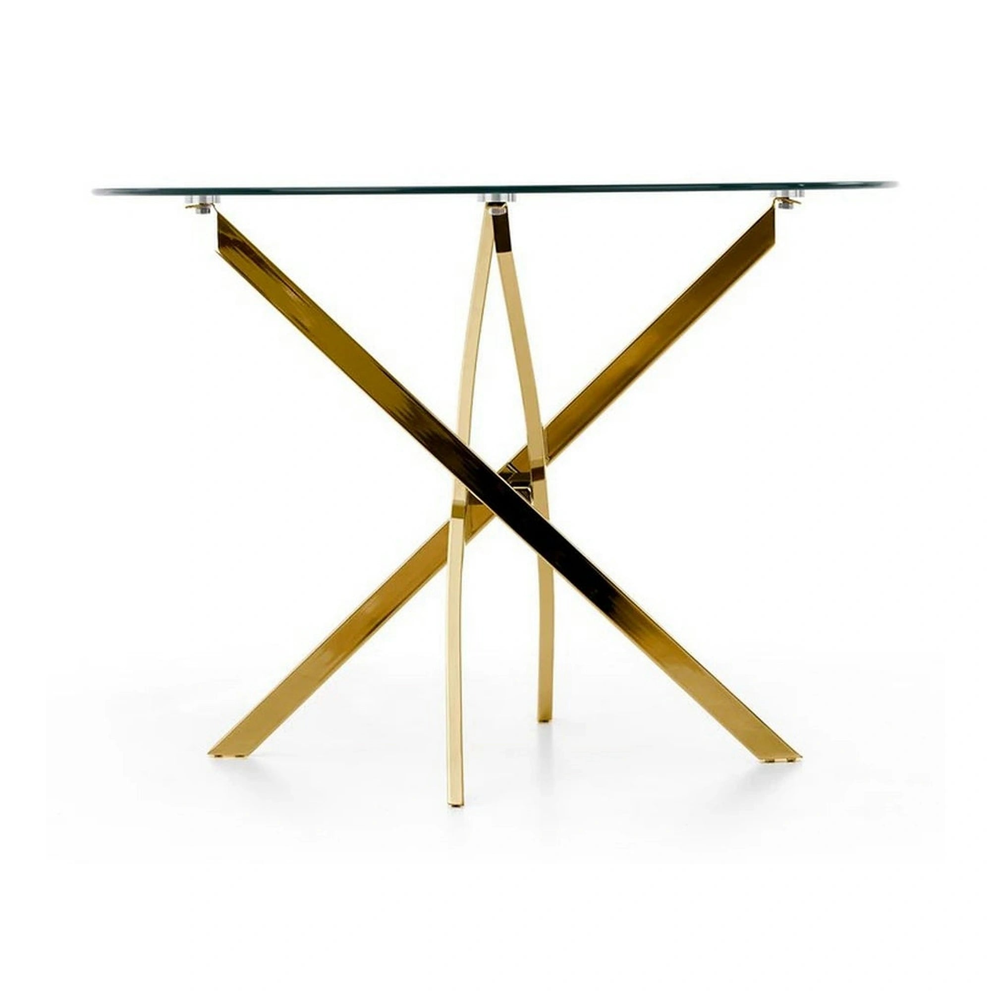 Masa rotunda de sticla RAYMOND, auriu, 100x73 cm