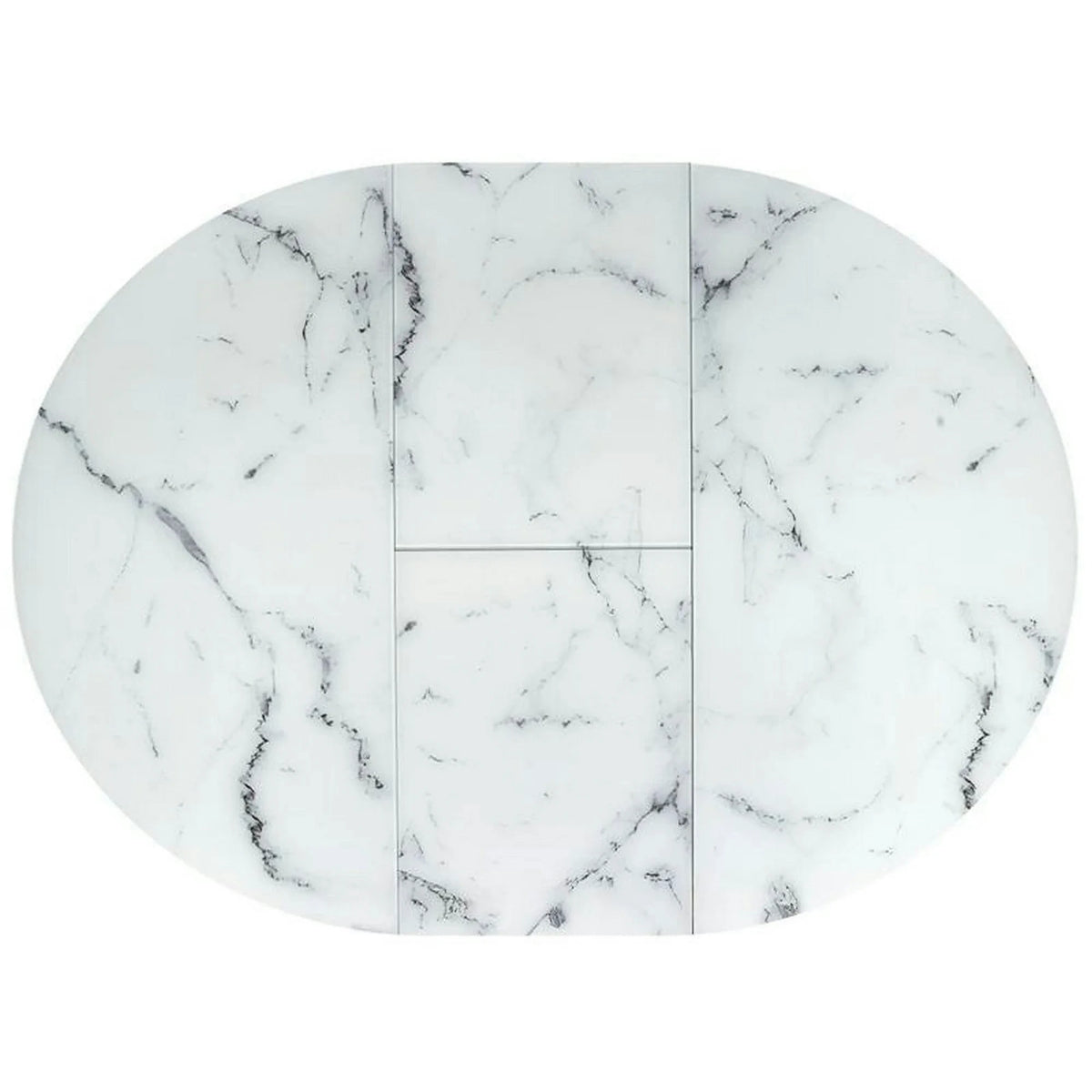 Masa rotunda extensibila 6 persoane VERTIGO, alb cu efect de marmura/negru, 130/180x130x76 cm