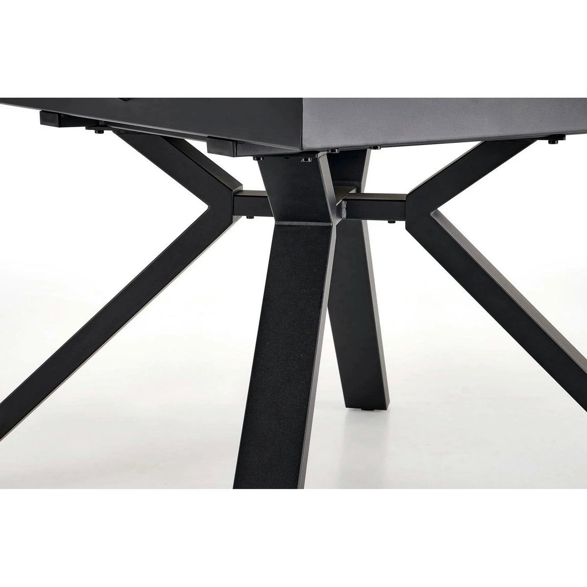 Masa rotunda extensibila 6 persoane VERTIGO, alb cu efect de marmura/negru, 130/180x130x76 cm