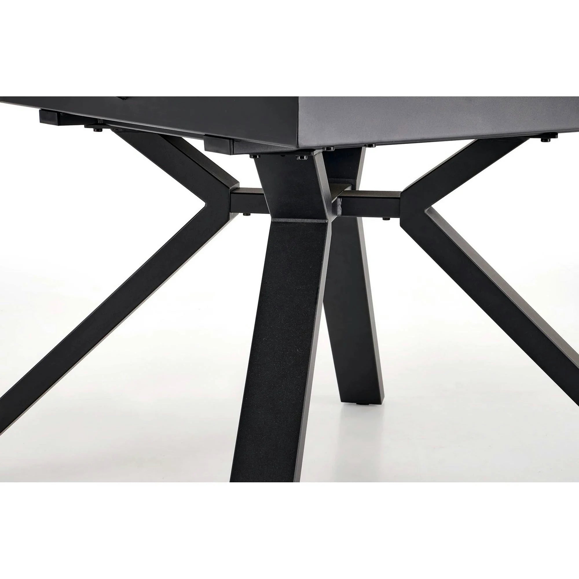 Masa rotunda extensibila 6 persoane VERTIGO, alb cu efect de marmura/negru, 130/180x130x76 cm