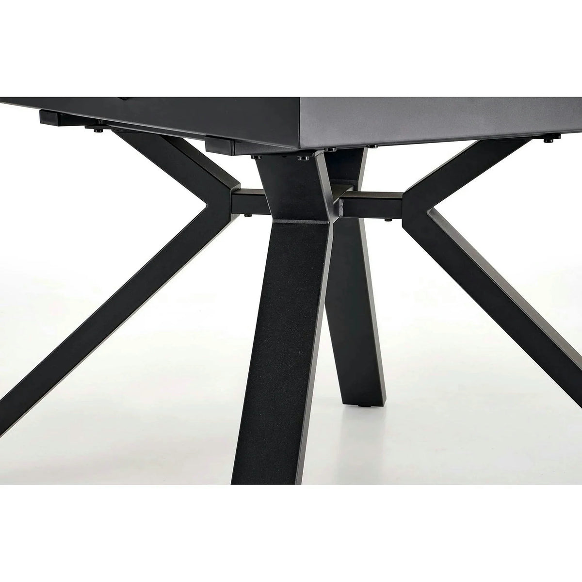 Masa rotunda extensibila 6 persoane VERTIGO, alb cu efect de marmura/negru, 130/180x130x76 cm