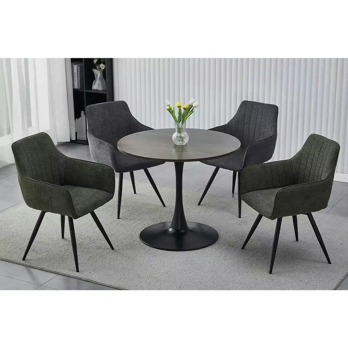 Masa rotunda lemn bucatarie AMADEO II, nuc/negru mat, 90x76 cm