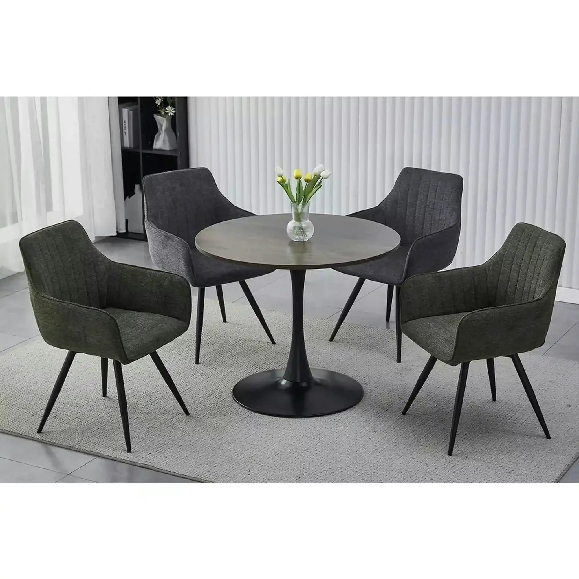 Masa rotunda lemn bucatarie AMADEO II, nuc/negru mat, 90x76 cm