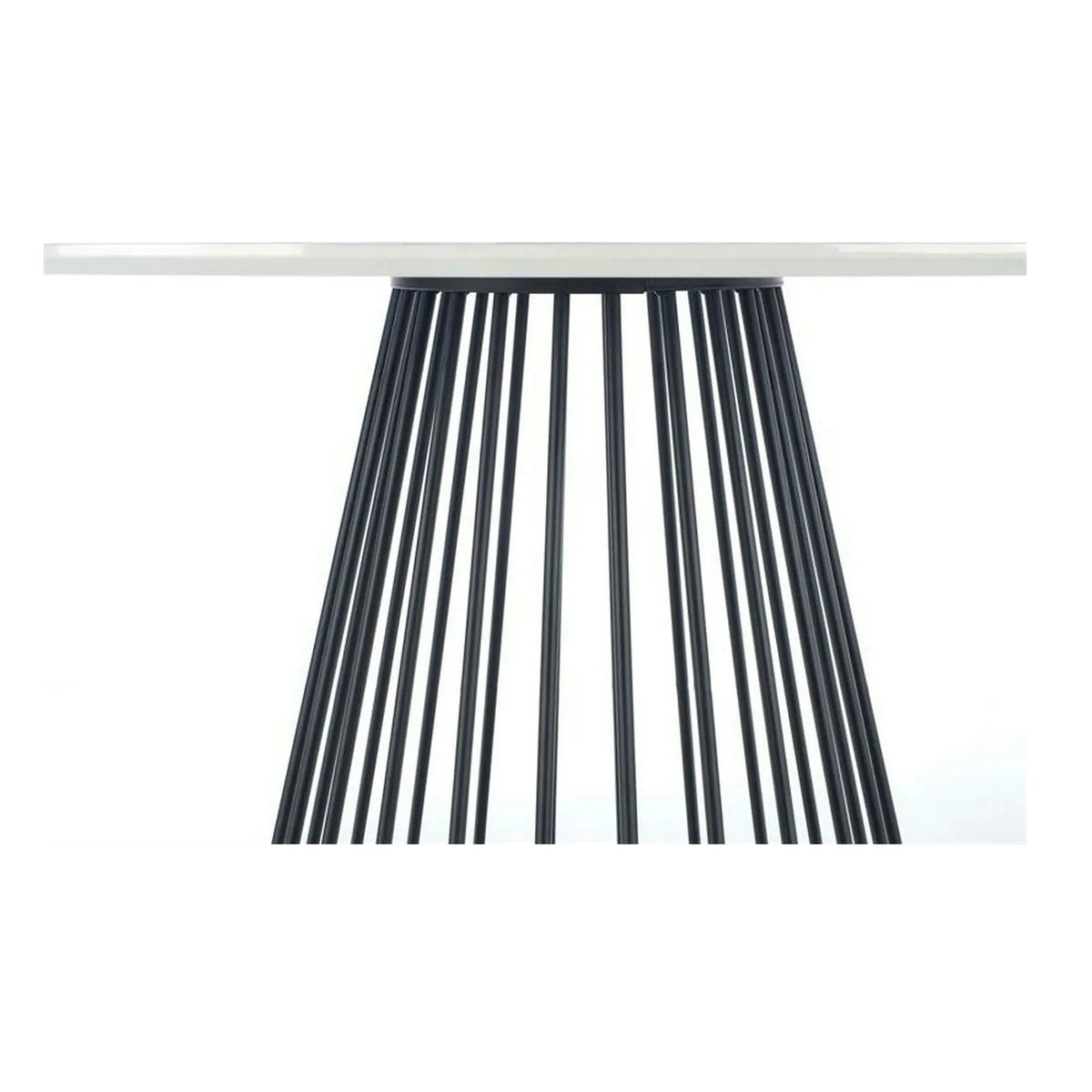 Masa rotunda sufragerie BRODWAY, alb cu efect de marmura, 110x110x75 cm