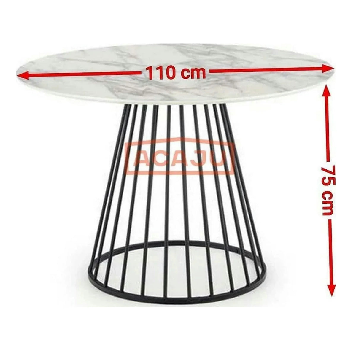 Masa rotunda sufragerie BRODWAY, alb cu efect de marmura, 110x110x75 cm
