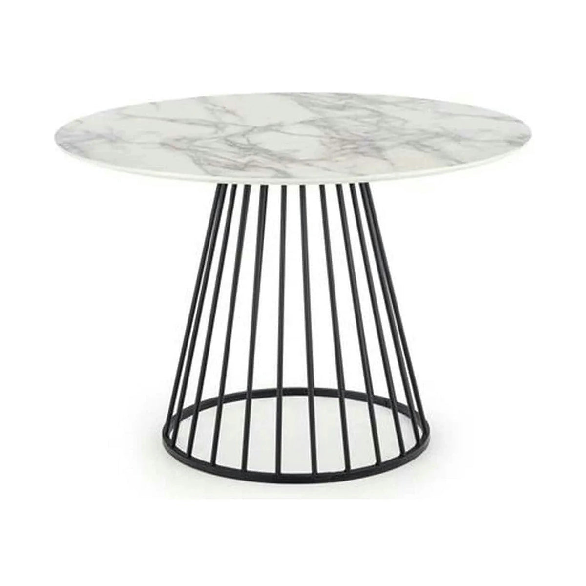Masa rotunda sufragerie BRODWAY, alb cu efect de marmura, 110x110x75 cm