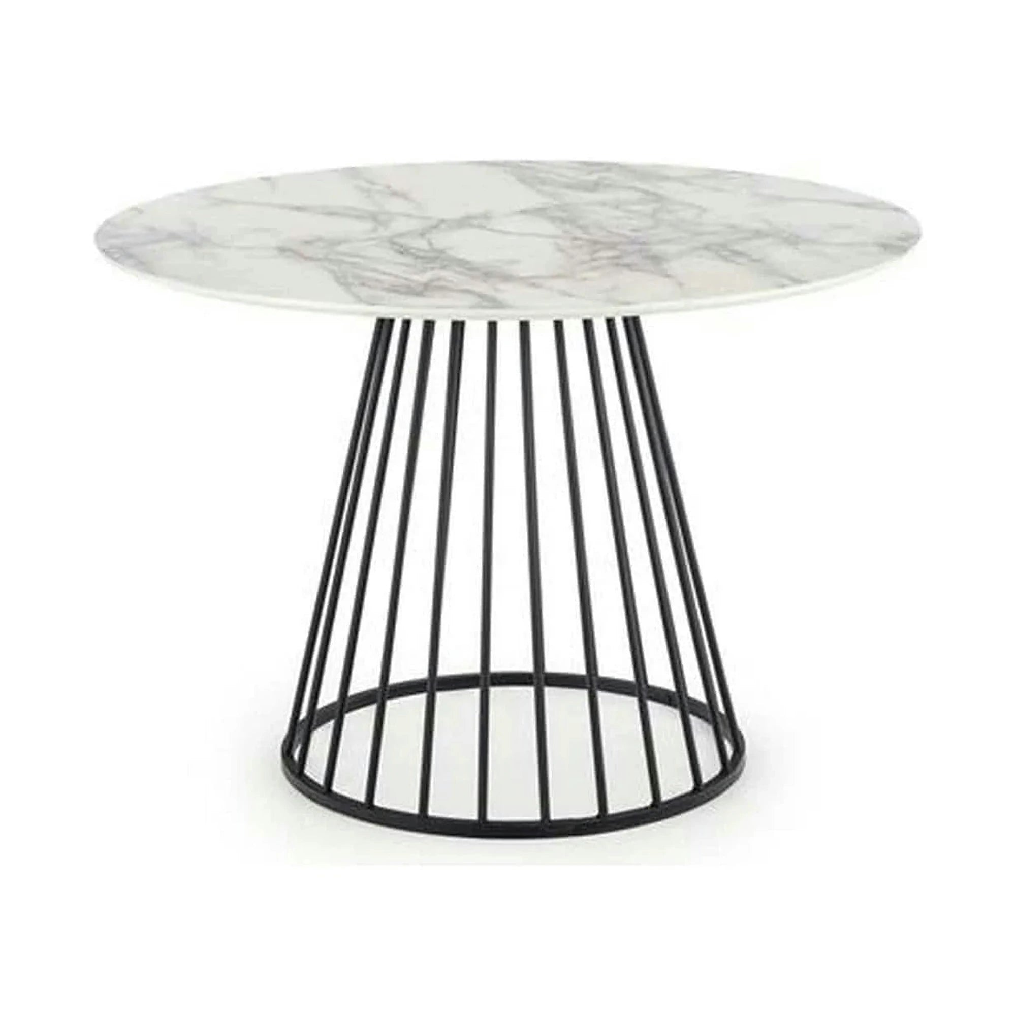 Masa rotunda sufragerie BRODWAY, alb cu efect de marmura, 110x110x75 cm