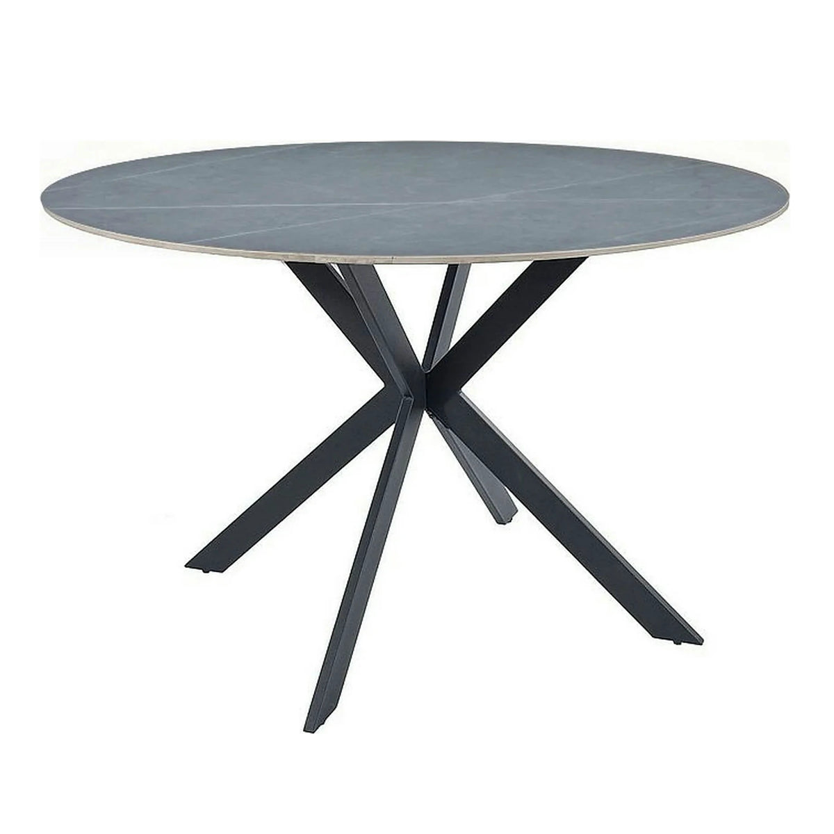 Masa rotunda TALIA, gri cu efect de marmura/negru mat, ceramica/metal, 90x90x75 cm