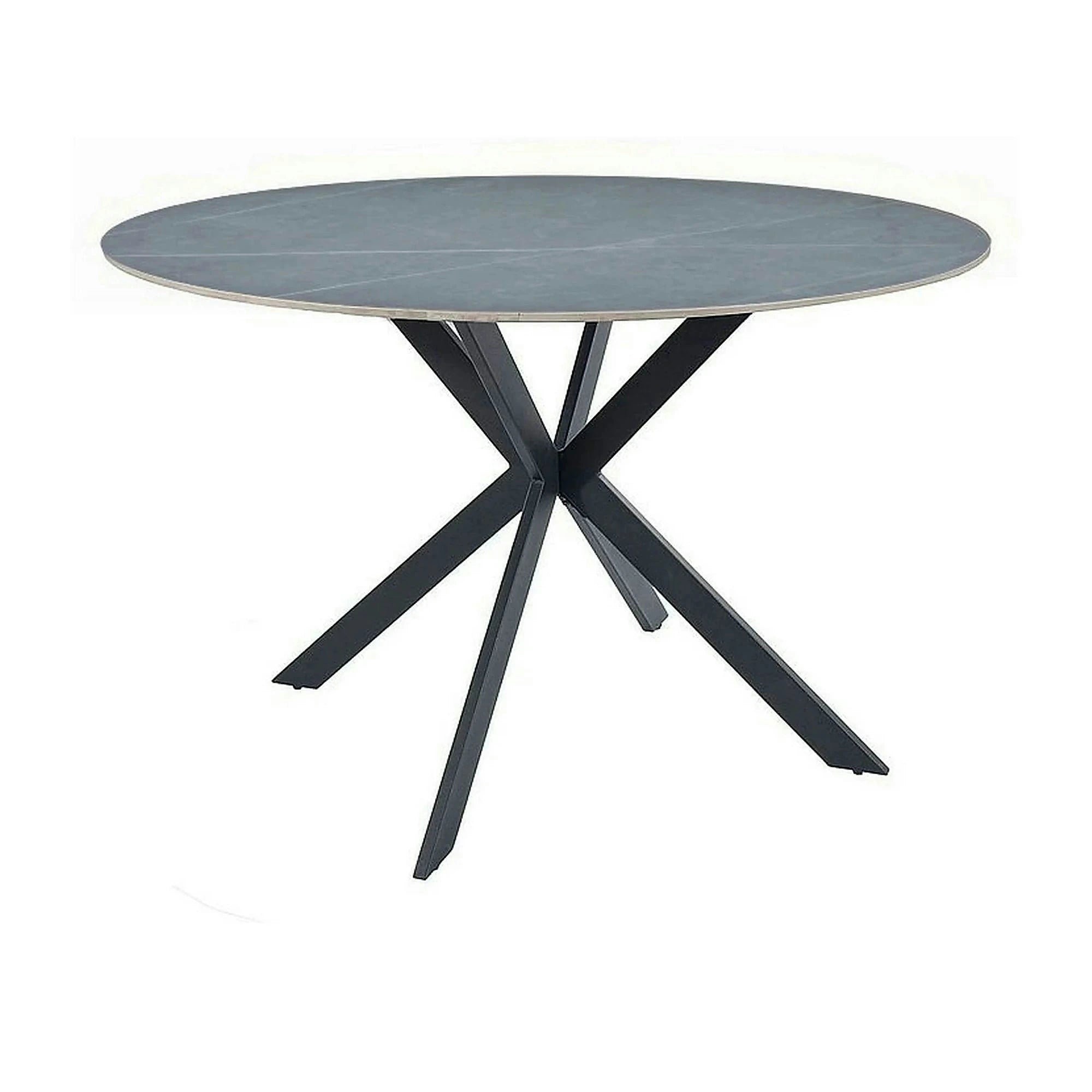 Masa rotunda TALIA, gri cu efect de marmura/negru mat, ceramica/metal, 90x90x75 cm