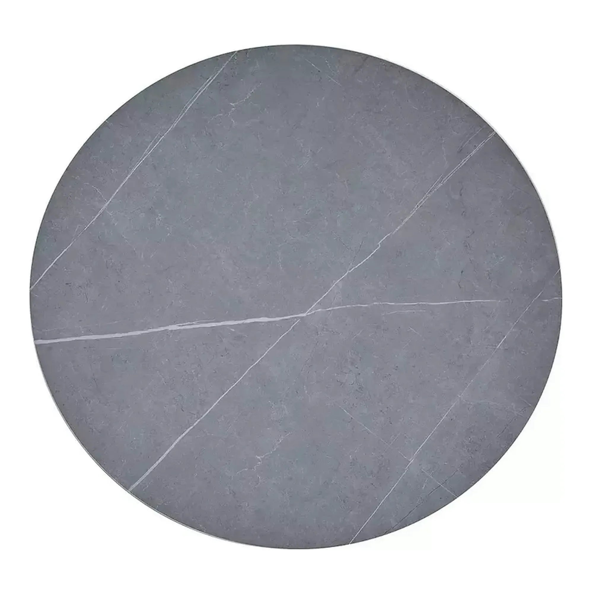 Masa rotunda TALIA, gri cu efect de marmura/negru mat, ceramica/metal, 90x90x75 cm