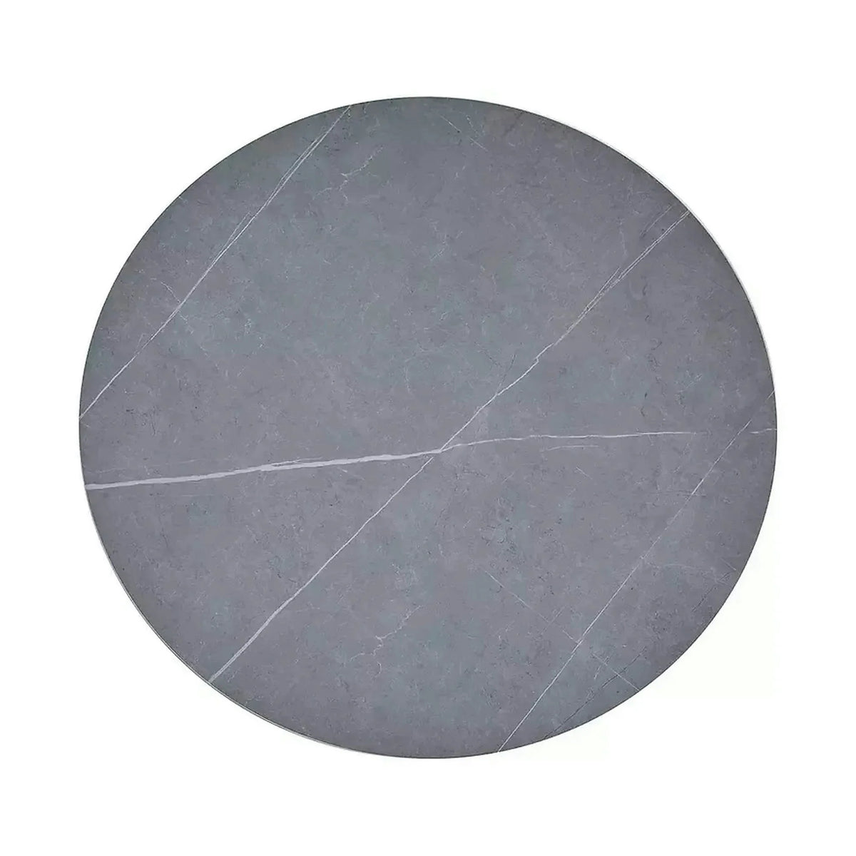 Masa rotunda TALIA, gri cu efect de marmura/negru mat, ceramica/metal, 90x90x75 cm