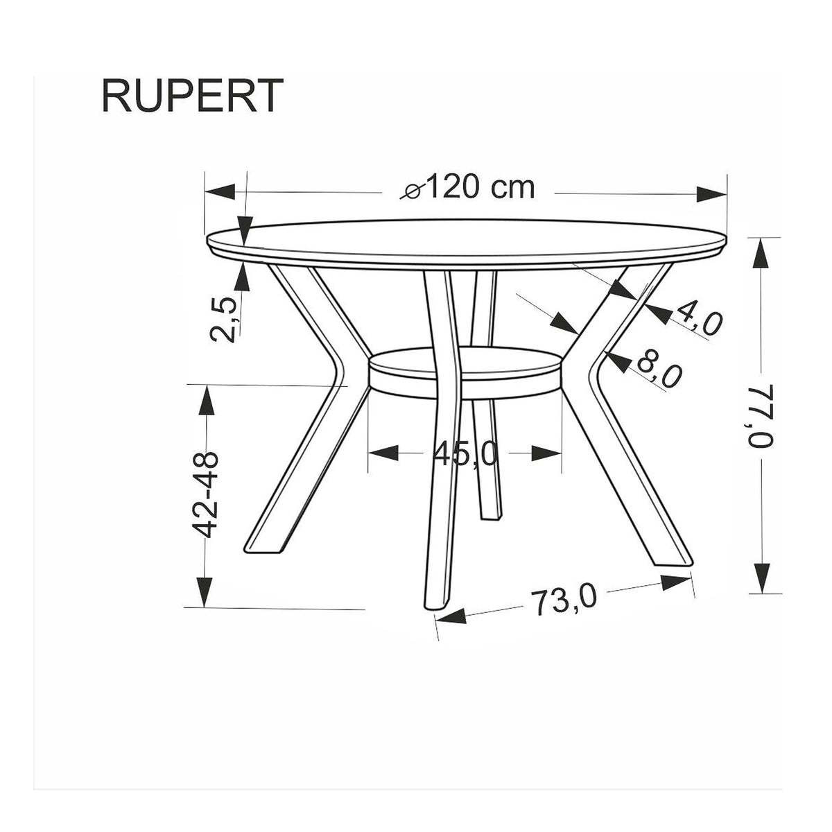 Masa RUPERT, nuc, 120x77 cm