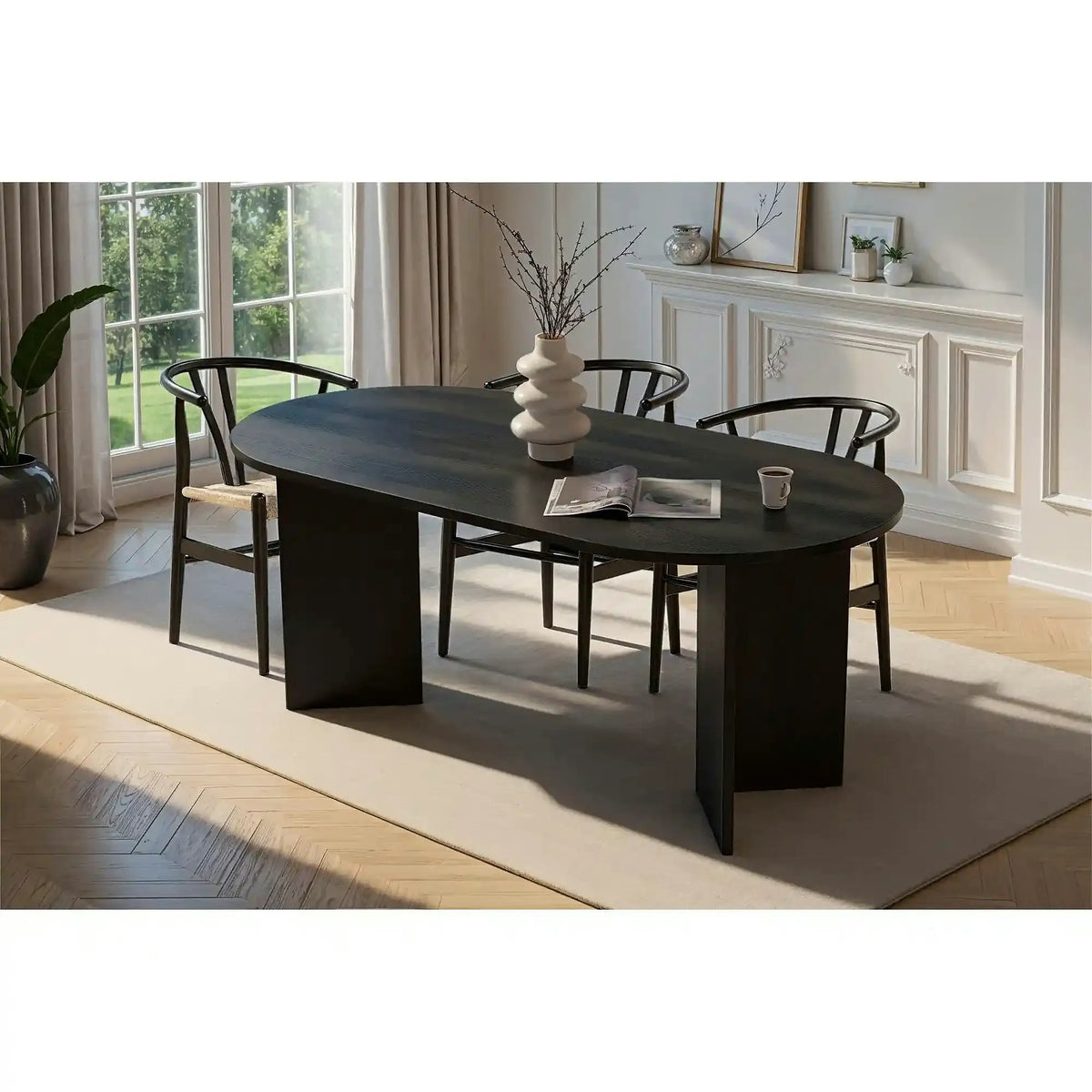 Masa SABLIN, negru, PAL laminat, 180x90x75 cm