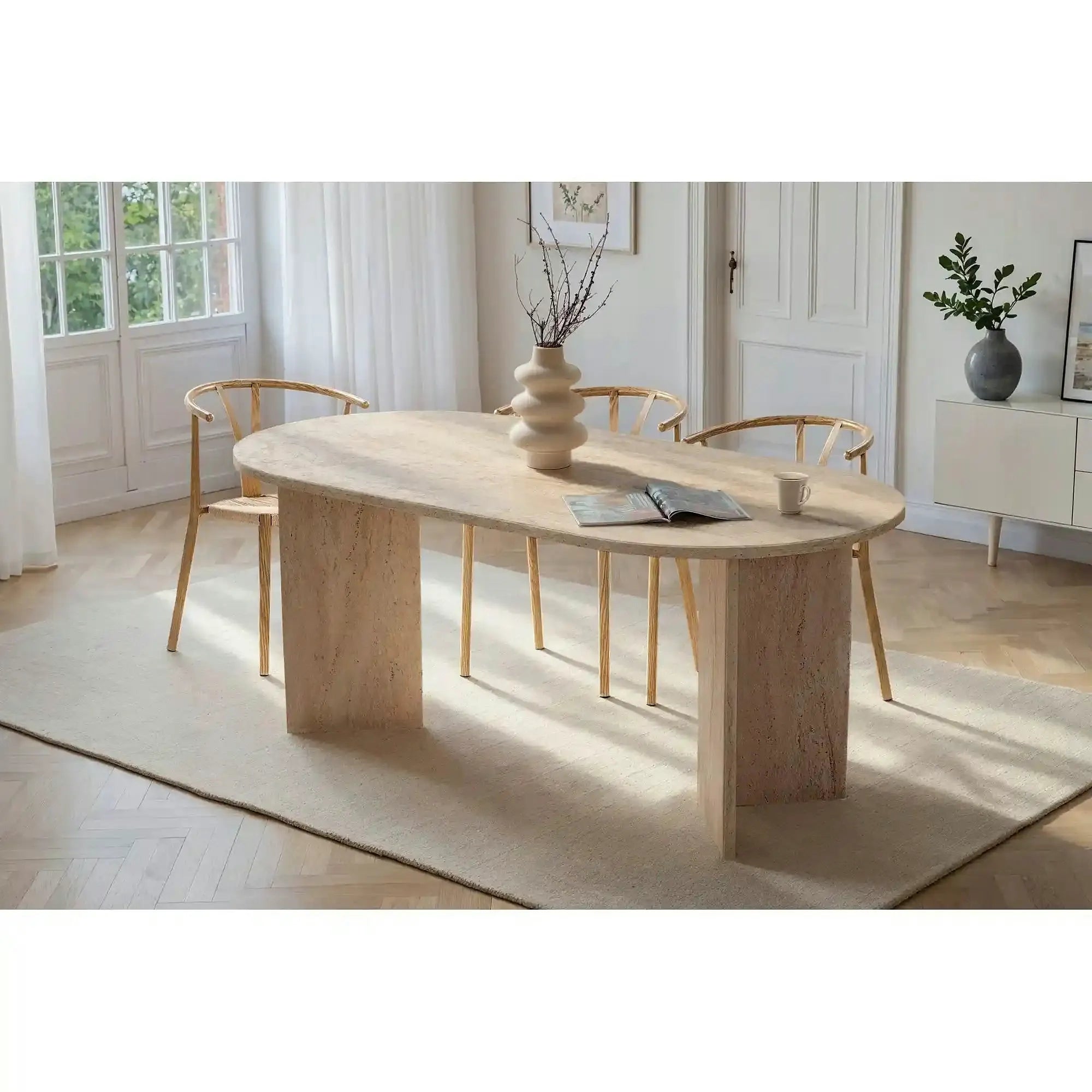 Masa SABLIN, travertin, PAL laminat, 180x90x75 cm