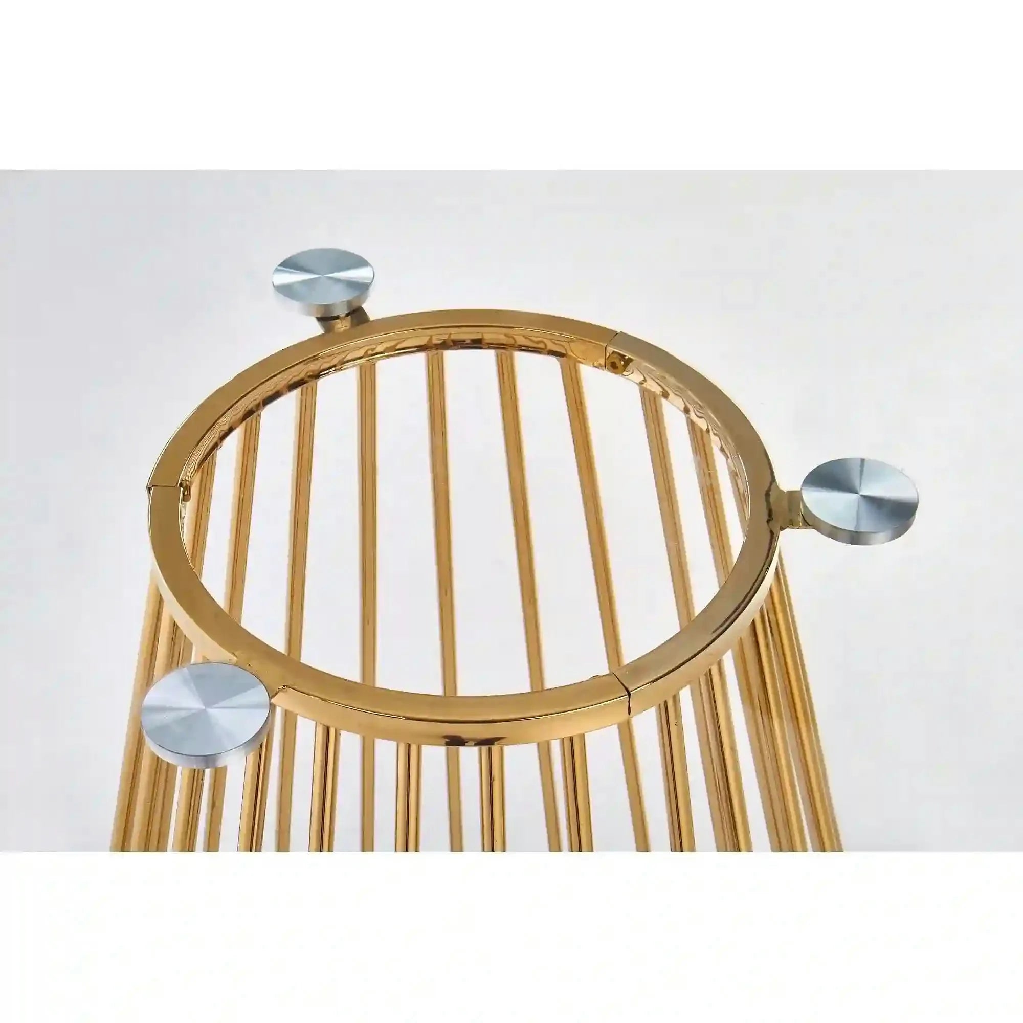 Masa sticla rotunda bucatarie LIVERPOOL, transparent/auriu, 120x120x75 cm