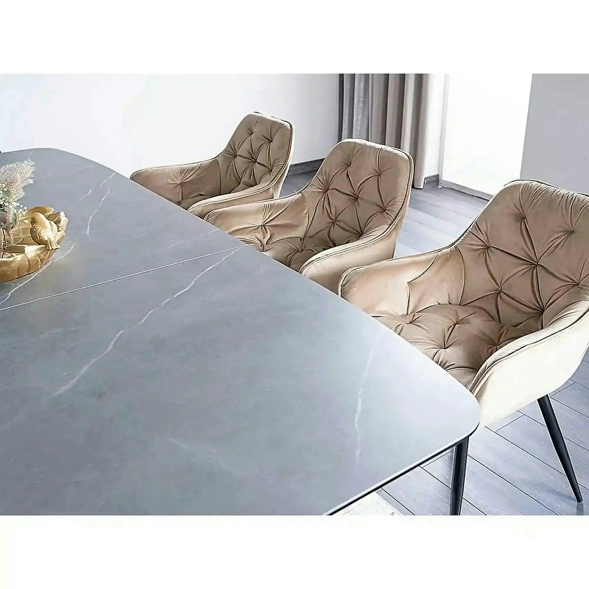 Masa sticla securizata DOLCE, gri mat/nuc, 180-240x95x76 cm