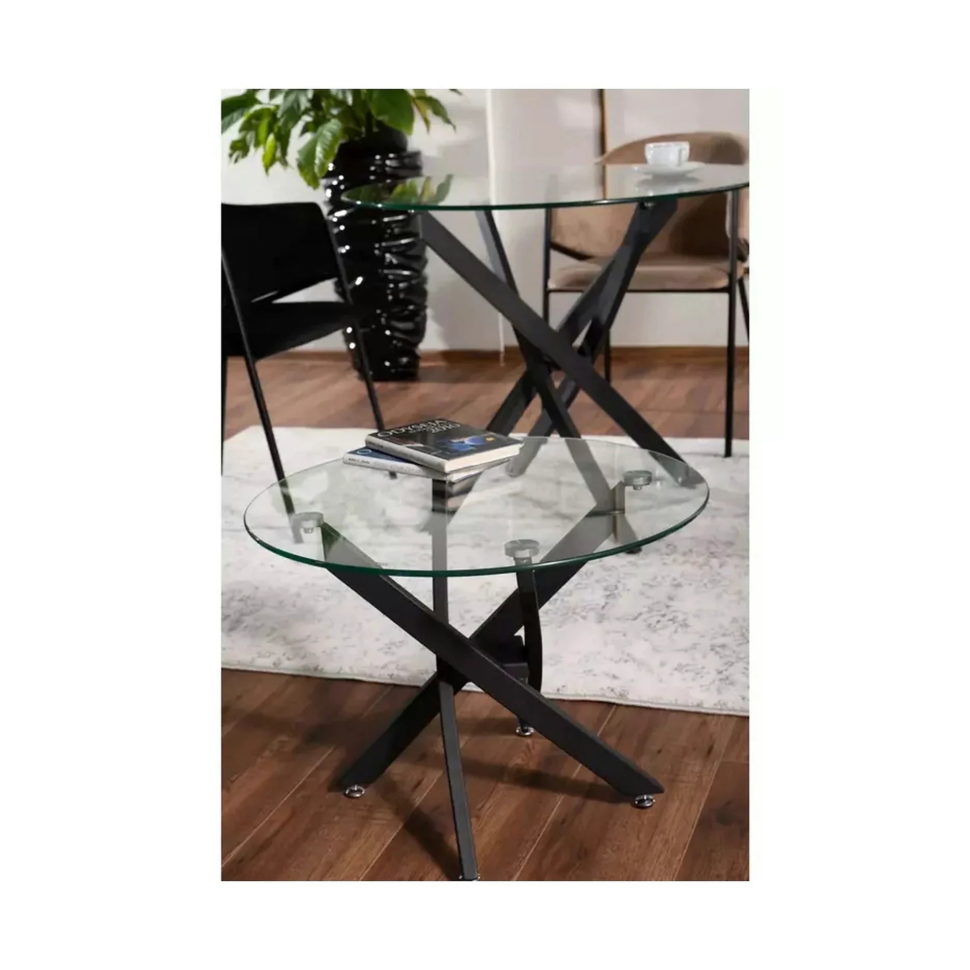 Masa sticla transparenta AGIS, sticla/metal, 90x90x72 cm
