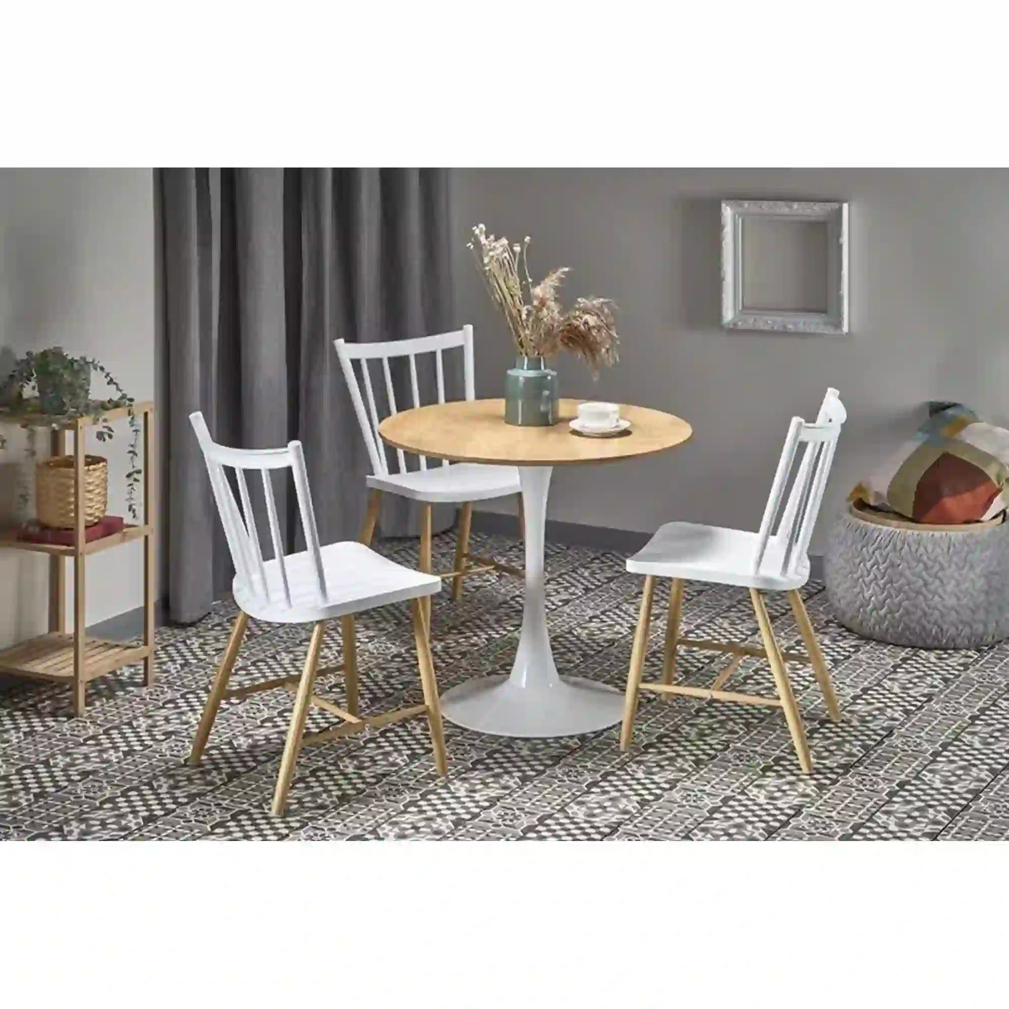 Masa STING, stejar/alb, 80x73 cm