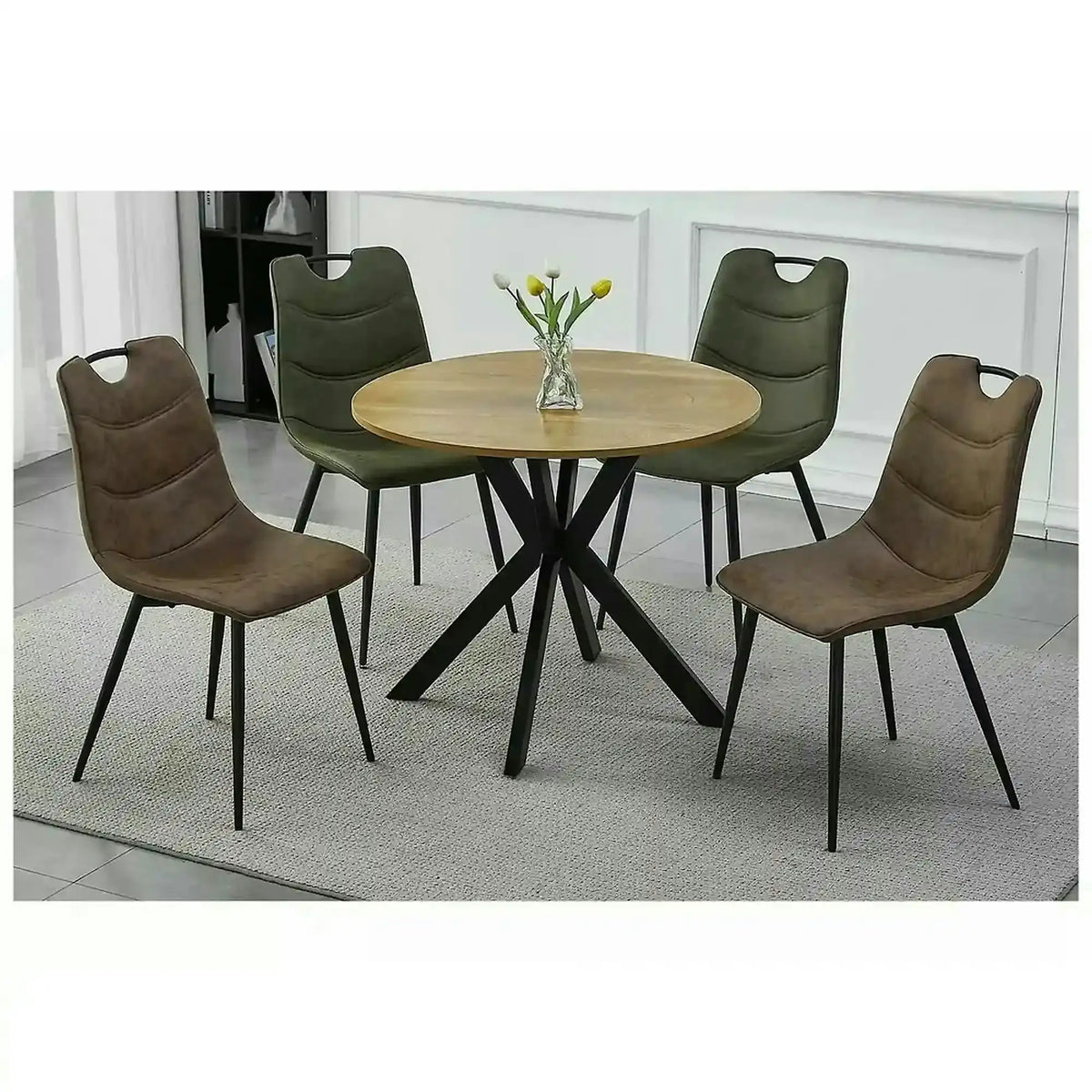 Masa TALIA II, stejar/negru mat, 90x90x76 cm