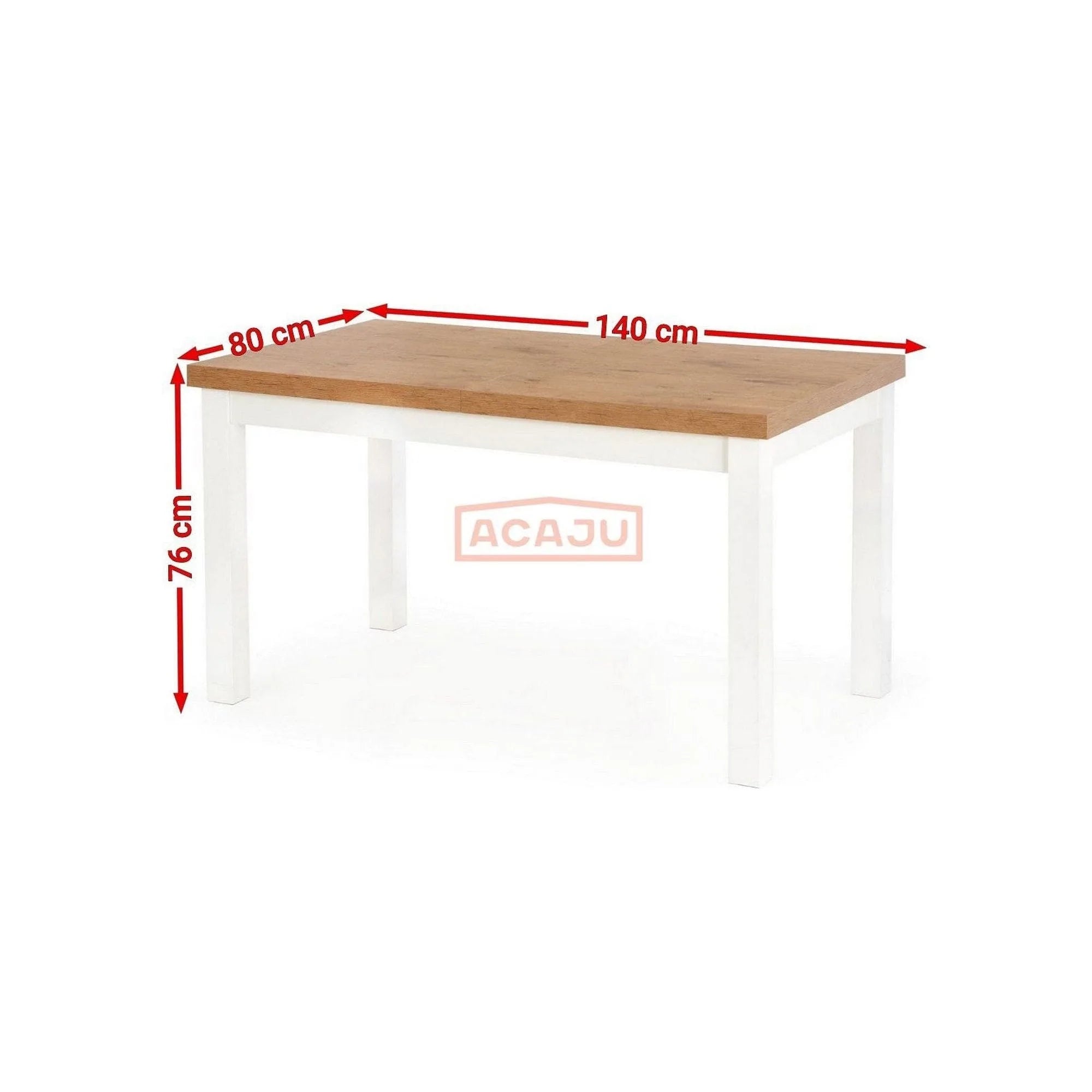 Masa TIAGO, stejar/alb, 140/220x80x76 cm