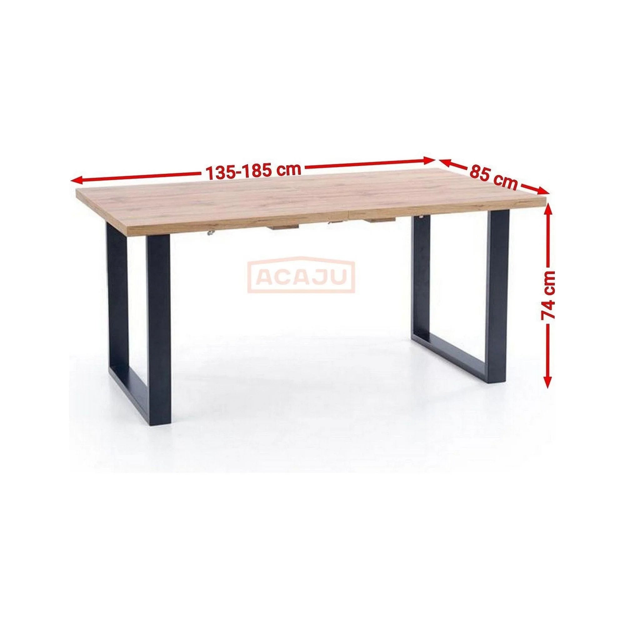 Masa VENOM, stejar wotan/negru, PAL/otel, 135/185x85x74 cm