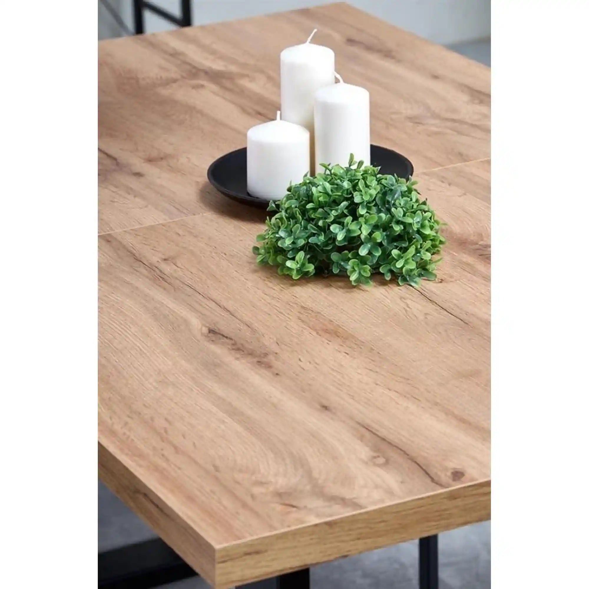 Masa VENOM, stejar wotan/negru, PAL/otel, 135/185x85x74 cm