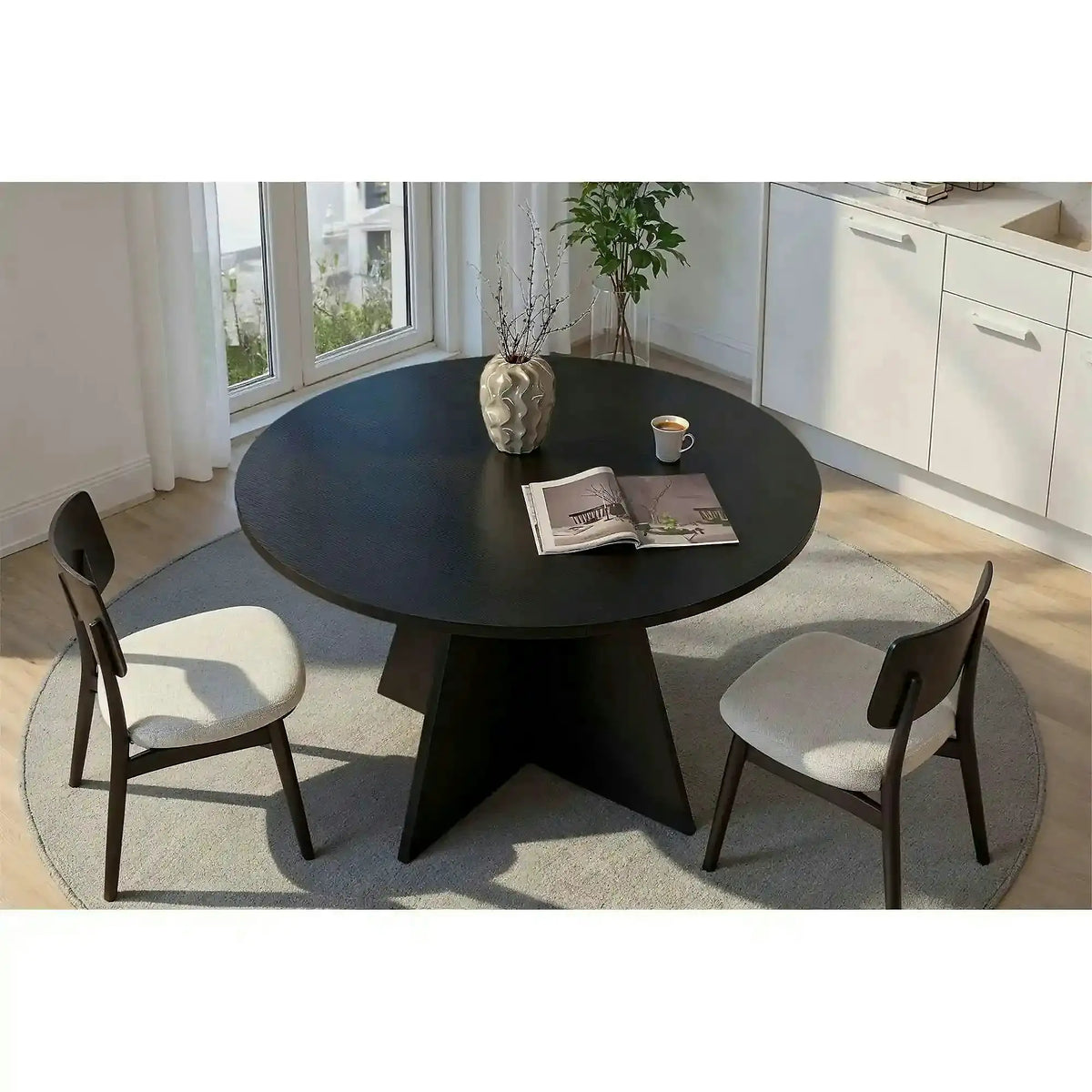 Masa VIRELLA, negru, PAL, 120x120x75 cm