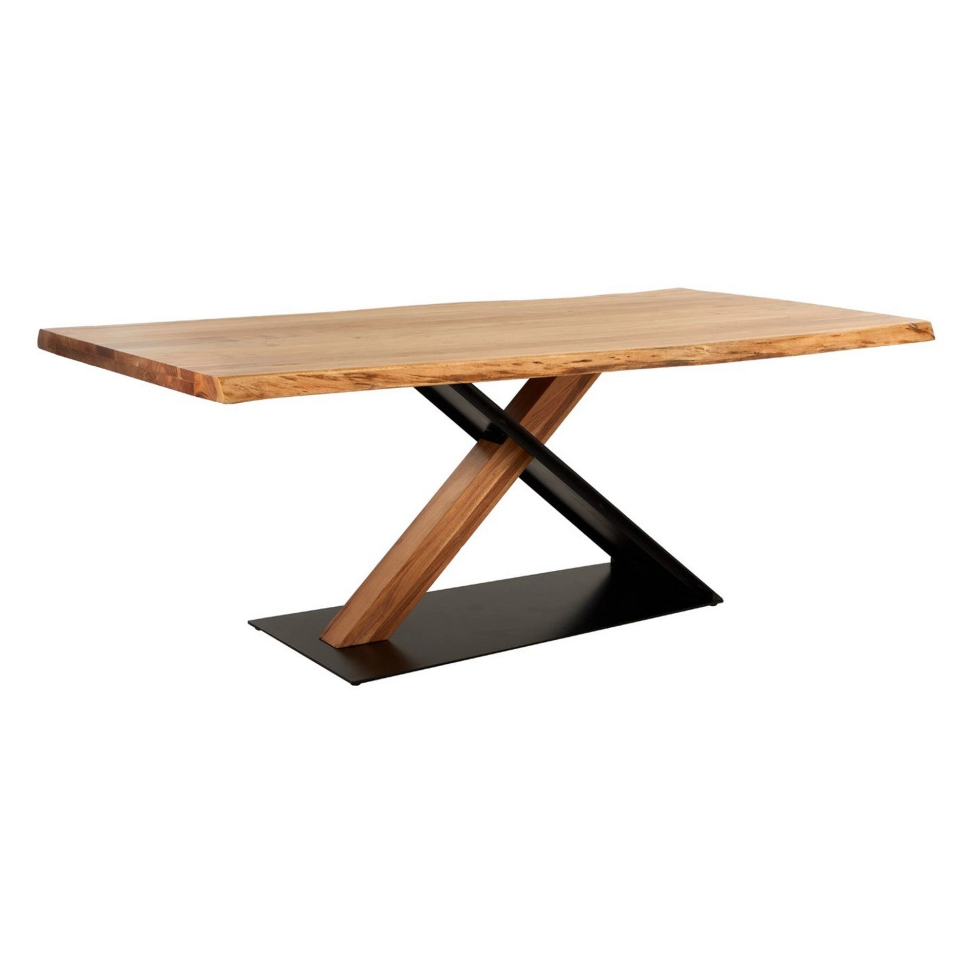 Masa ZWICKOU, stejar/negru, lemn/metal, 200x100x76 cm