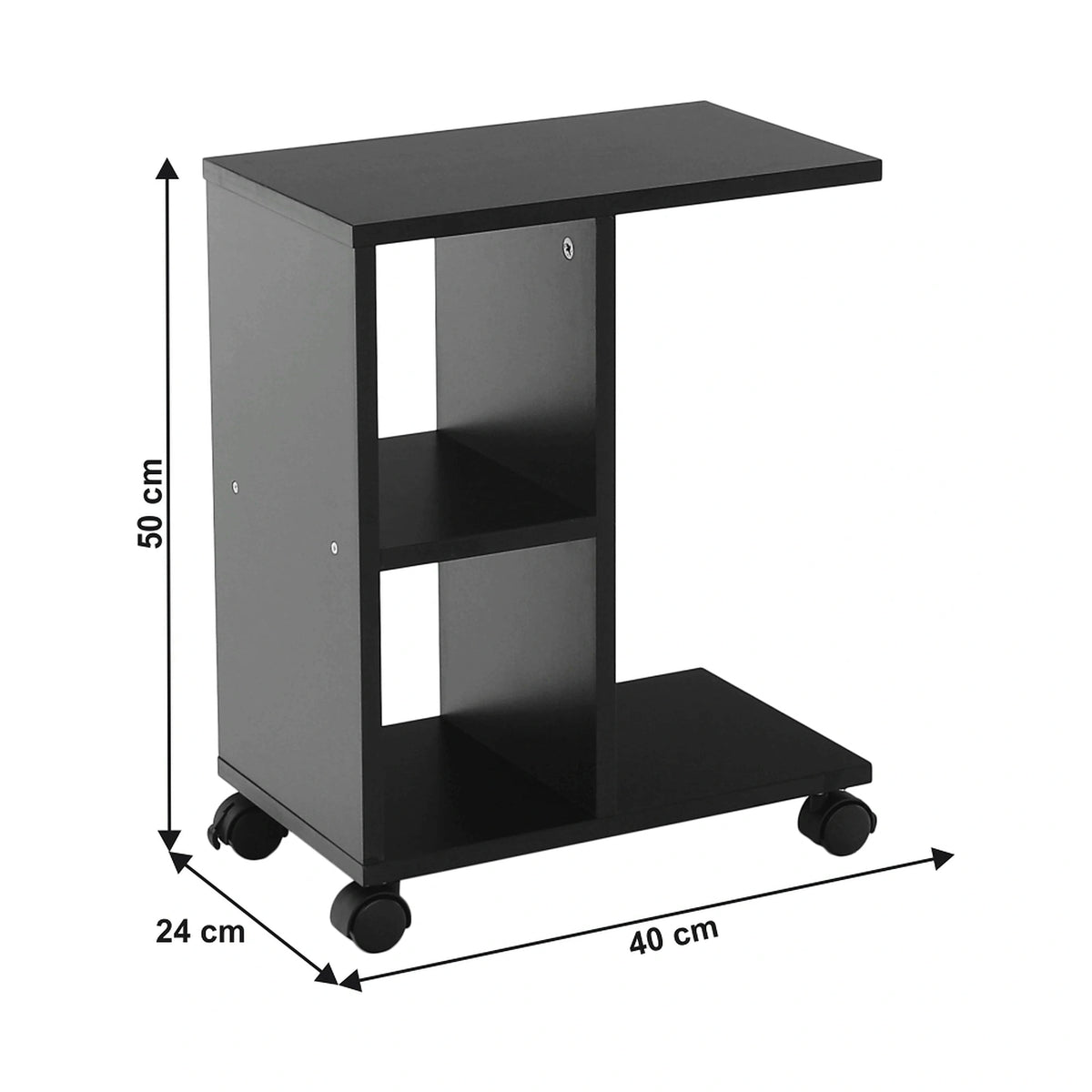 Masuta ABBAS NEW, negru, DTD laminat, 40x24x50 cm