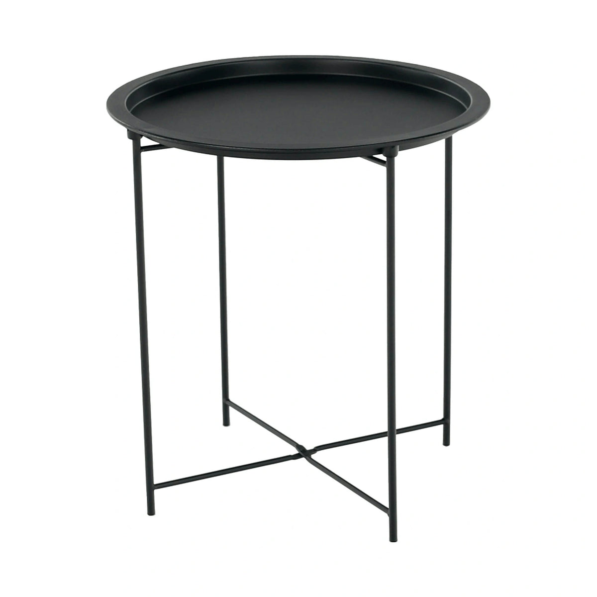 Masuta auxiliara cu tava detasabila RENDER, negru, metal, 47x47x50 cm