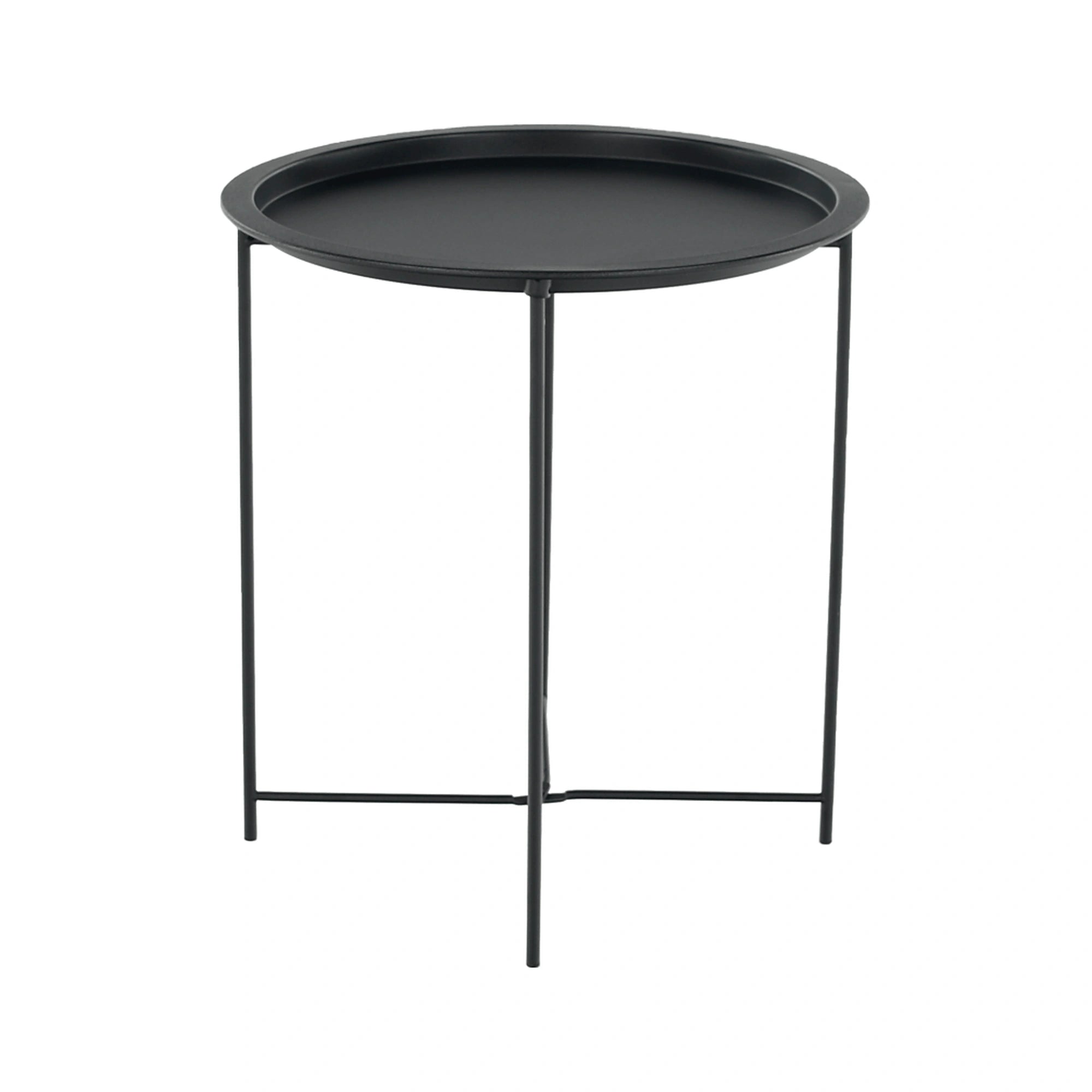 Masuta auxiliara cu tava detasabila RENDER, negru, metal, 47x47x50 cm