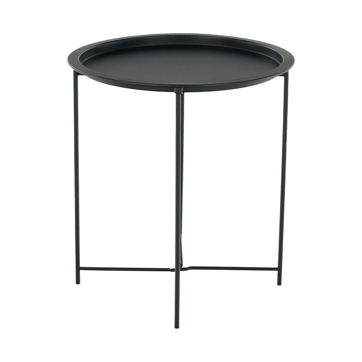 Masuta auxiliara cu tava detasabila RENDER, negru, metal, 47x47x50 cm