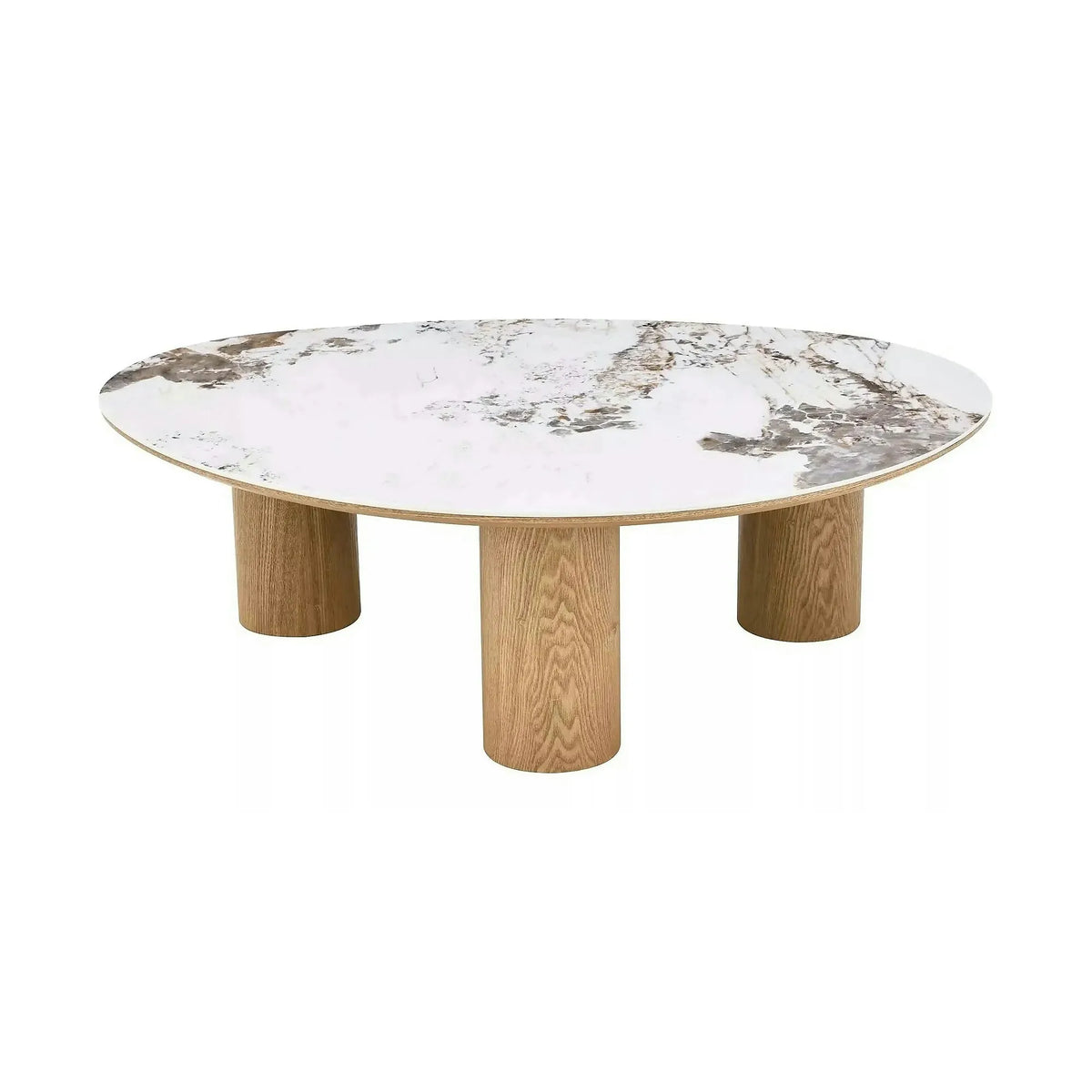 Măsuță cafea ADELIS, alb lucios/stejar, ceramică/MDF, 110x80x35 cm