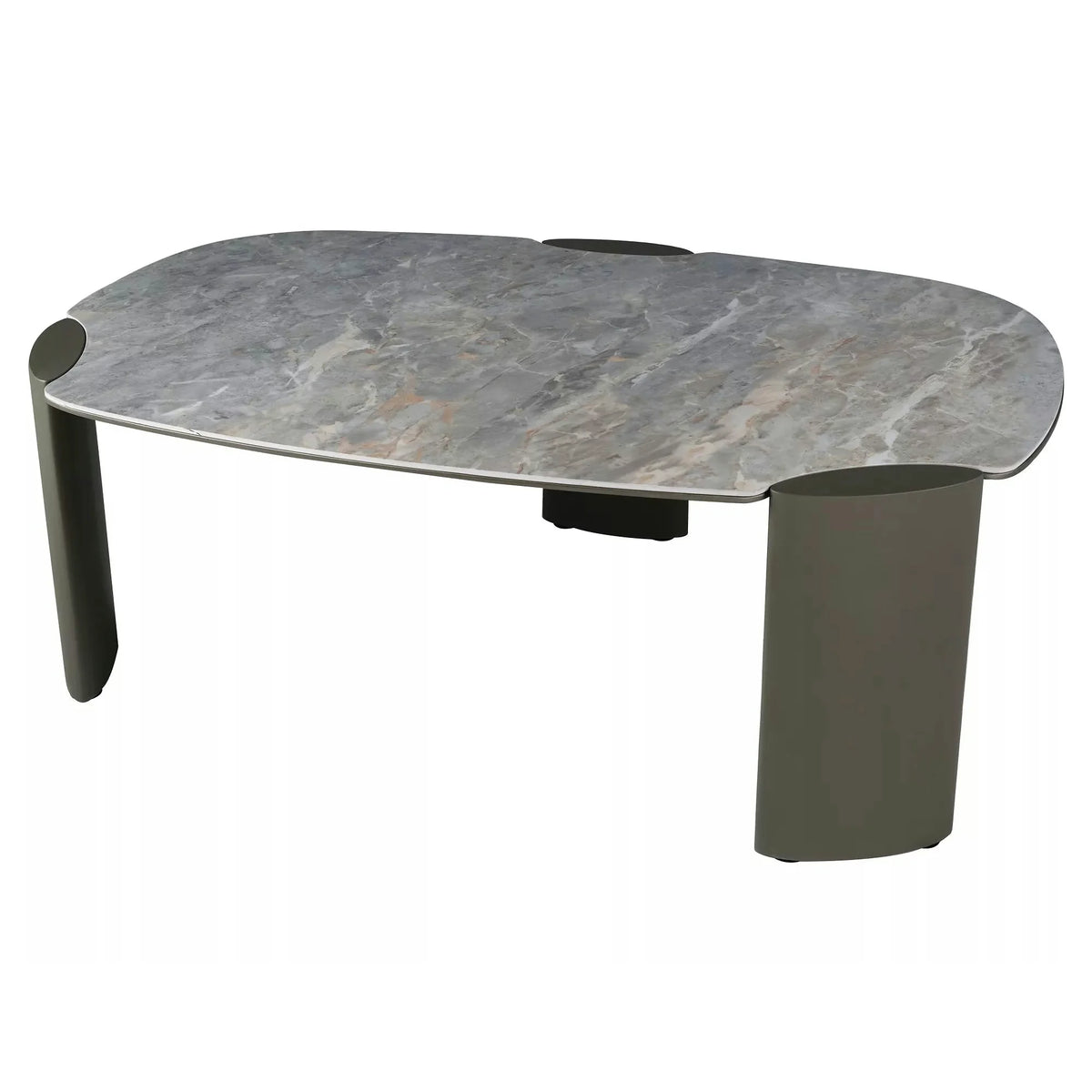 Măsuță cafea ADORO A, gri lucios/cupru, ceramică/metal/MDF, 118x75x43 cm