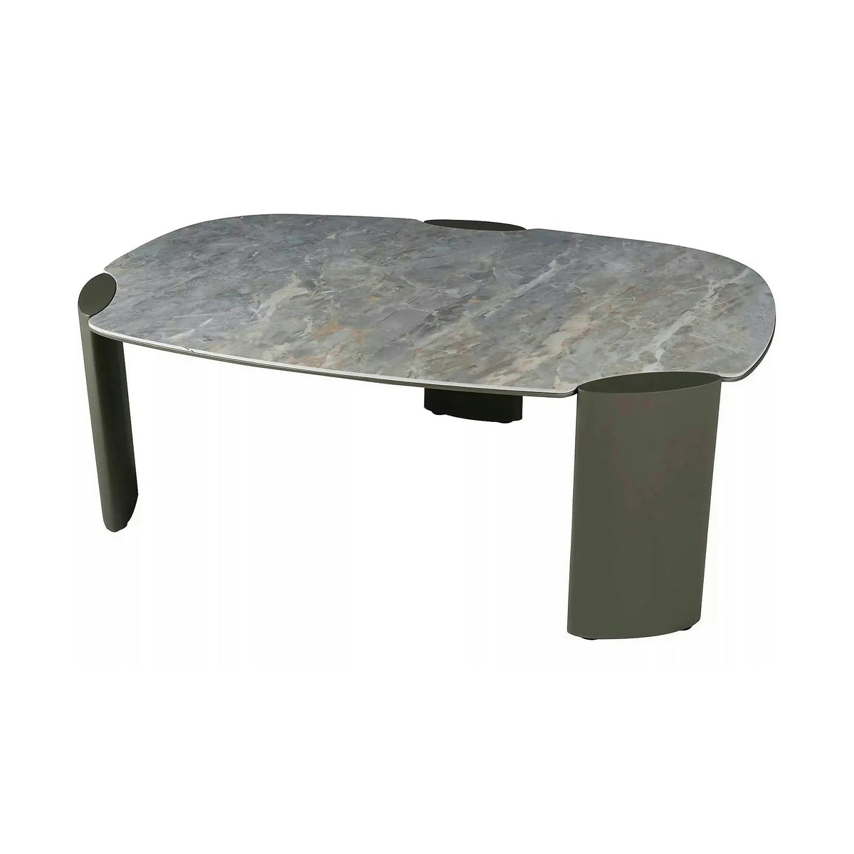 Măsuță cafea ADORO A, gri lucios/cupru, ceramică/metal/MDF, 118x75x43 cm