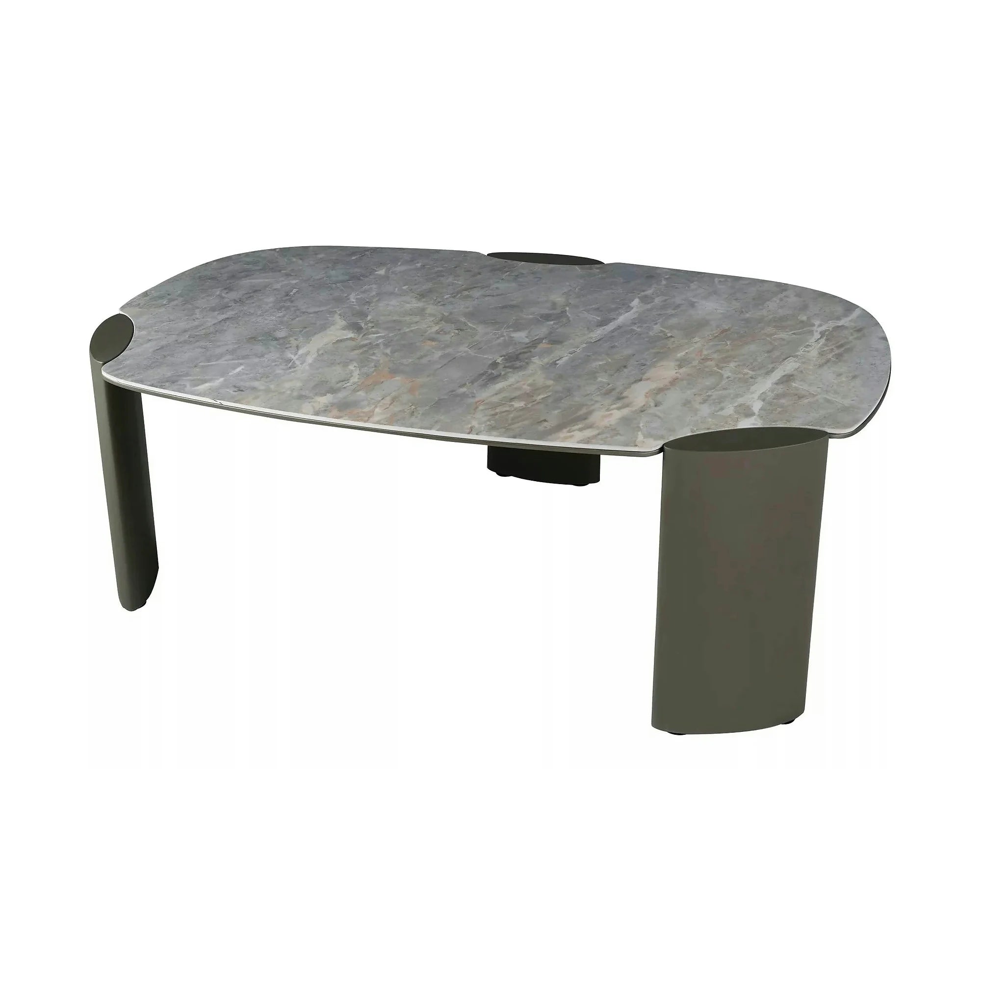 Măsuță cafea ADORO A, gri lucios/cupru, ceramică/metal/MDF, 118x75x43 cm
