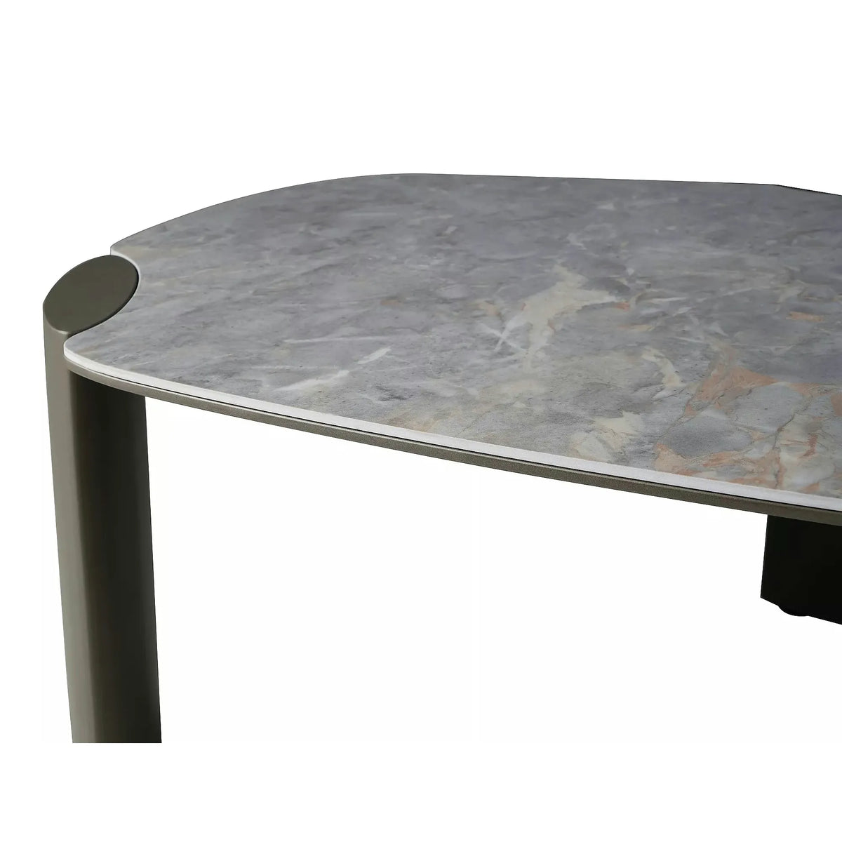 Măsuță cafea ADORO A, gri lucios/cupru, ceramică/metal/MDF, 118x75x43 cm