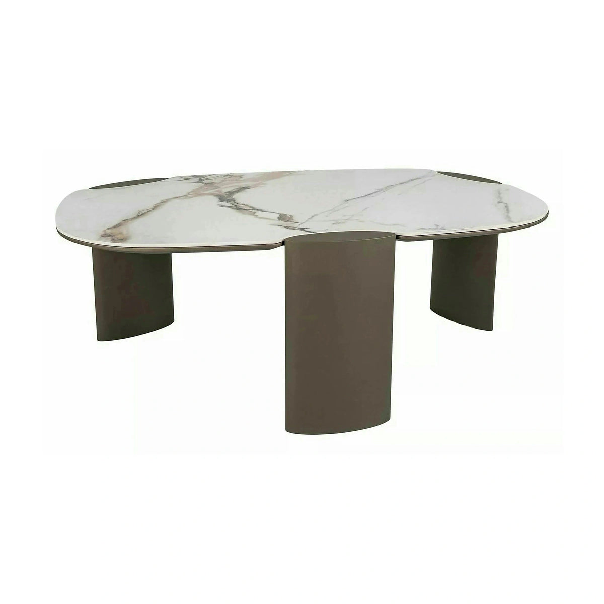 Măsuță cafea ADORO B, alb lucios/cupru, ceramică/metal/MDF, 105x65x38 cm