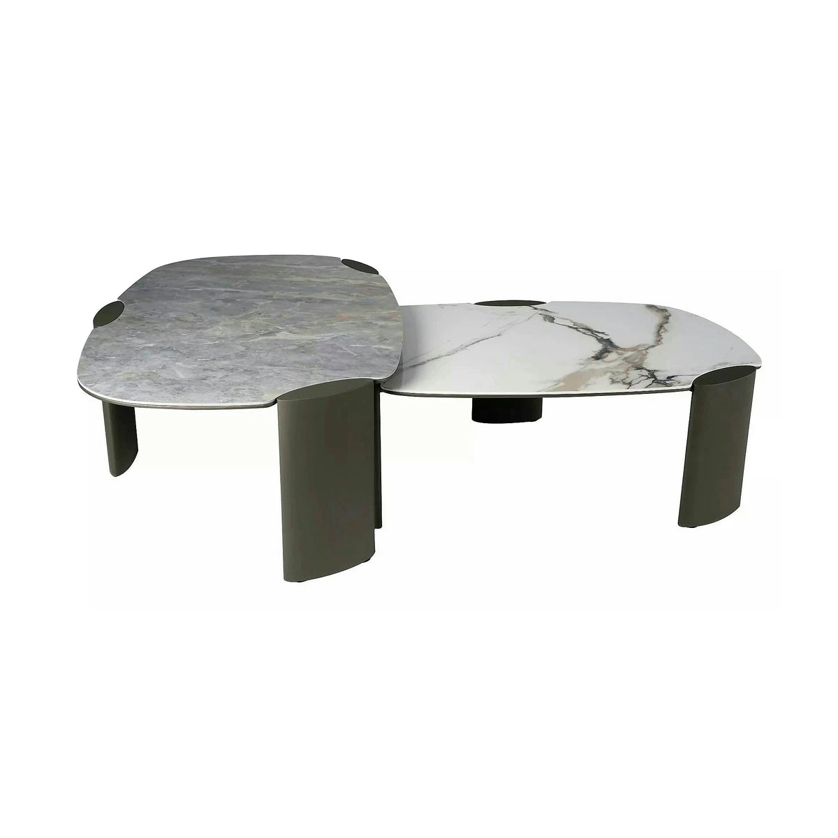 Măsuță cafea ADORO B, alb lucios/cupru, ceramică/metal/MDF, 105x65x38 cm