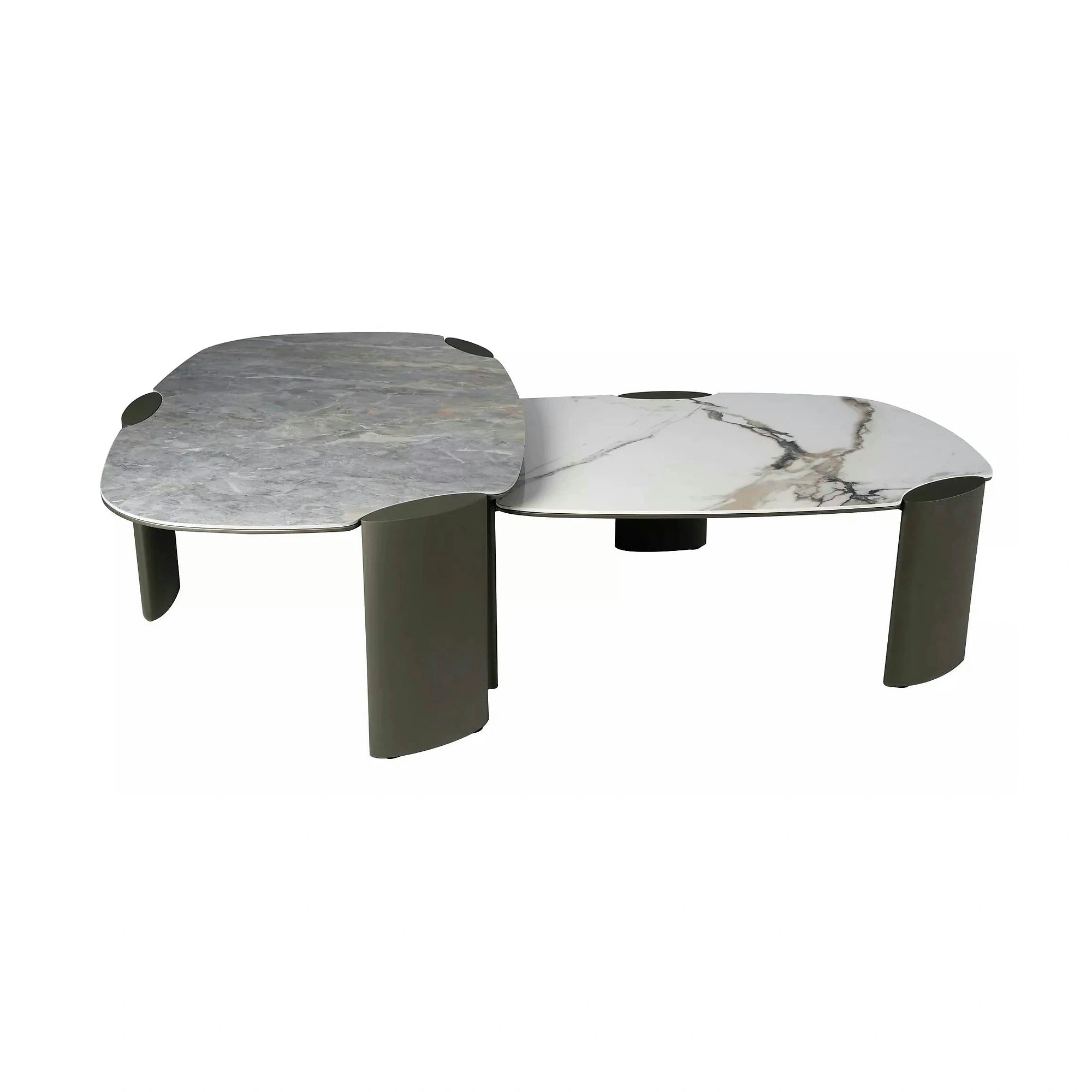 Măsuță cafea ADORO B, alb lucios/cupru, ceramică/metal/MDF, 105x65x38 cm