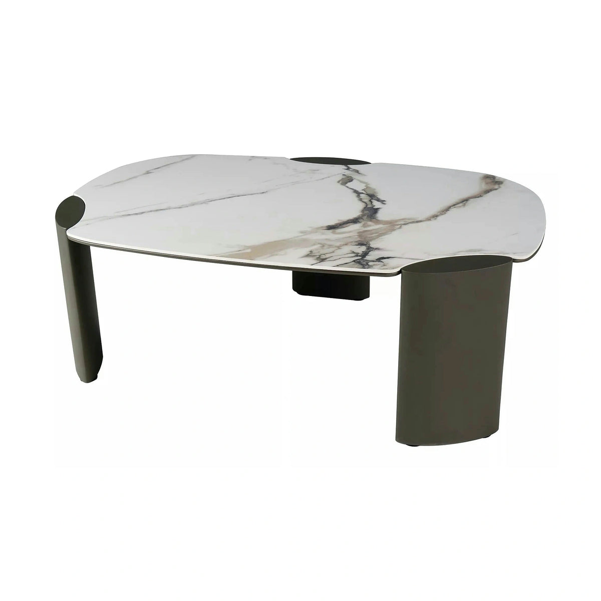 Măsuță cafea ADORO B, alb lucios/cupru, ceramică/metal/MDF, 105x65x38 cm